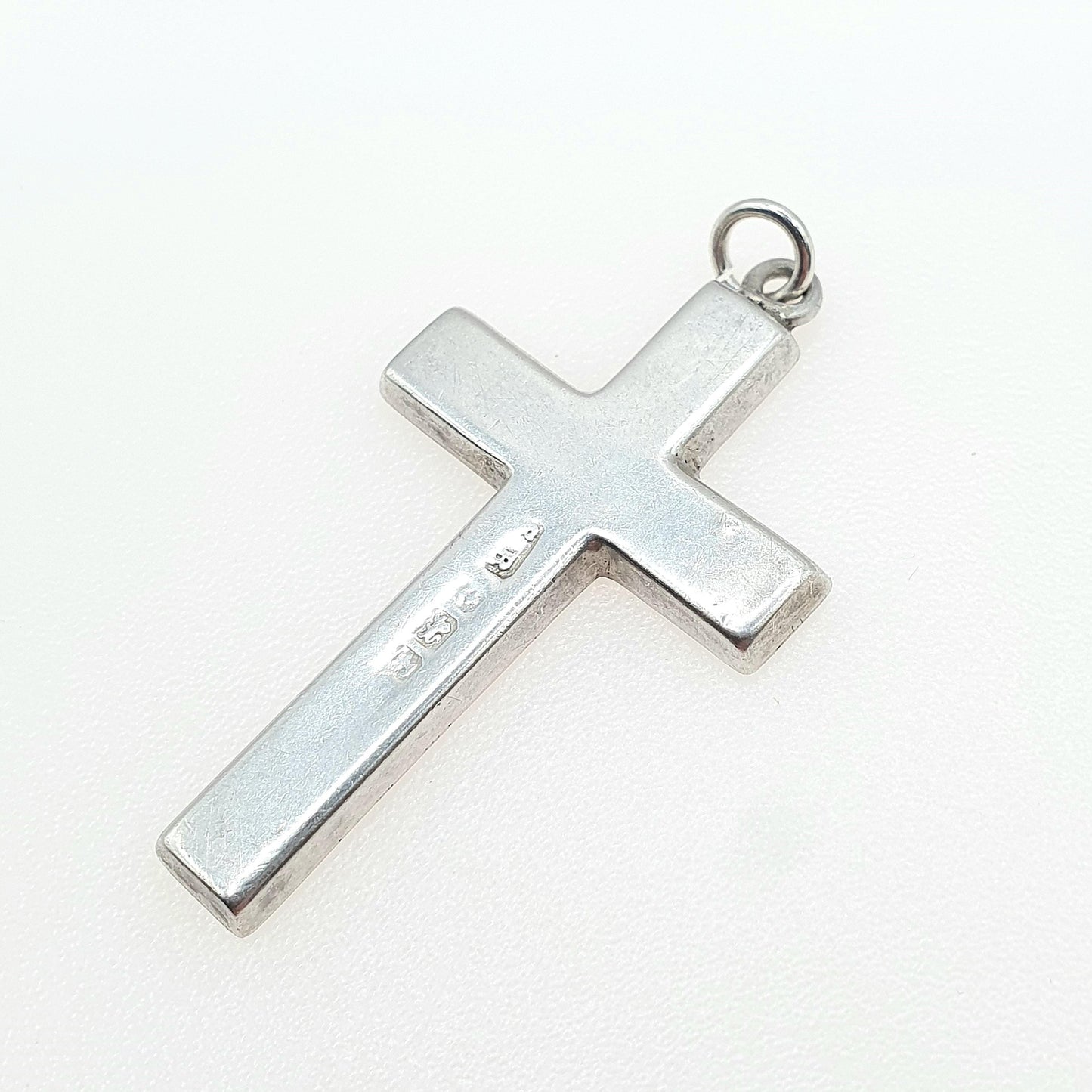 Antique Sterling Silver Crucifix Cross Pendant Engraved Face Catholic Christian Religious  Jewellery Jewelry Vintage Womens Mens