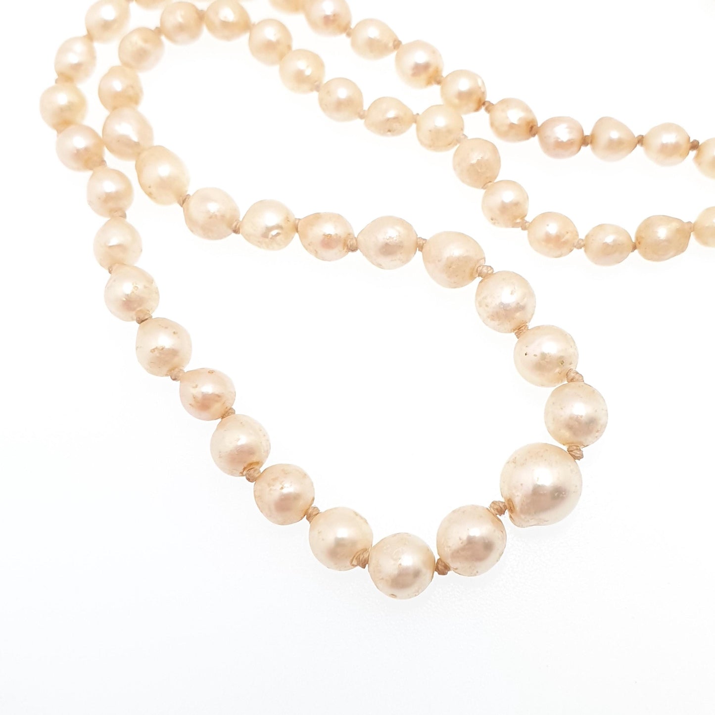 Antique Cultured Pearl Necklace Solid Silver Paste Clasp Art Deco 51cm 20" 14.06g Real Genuine Pearls Vintage 1920s Jewelry