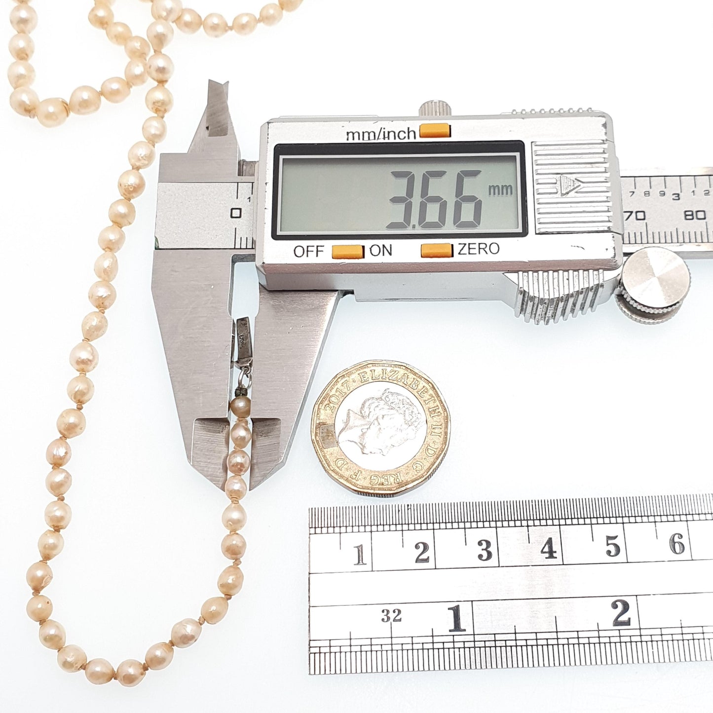 Antique Cultured Pearl Necklace Solid Silver Paste Clasp Art Deco 51cm 20" 14.06g Real Genuine Pearls Vintage 1920s Jewelry