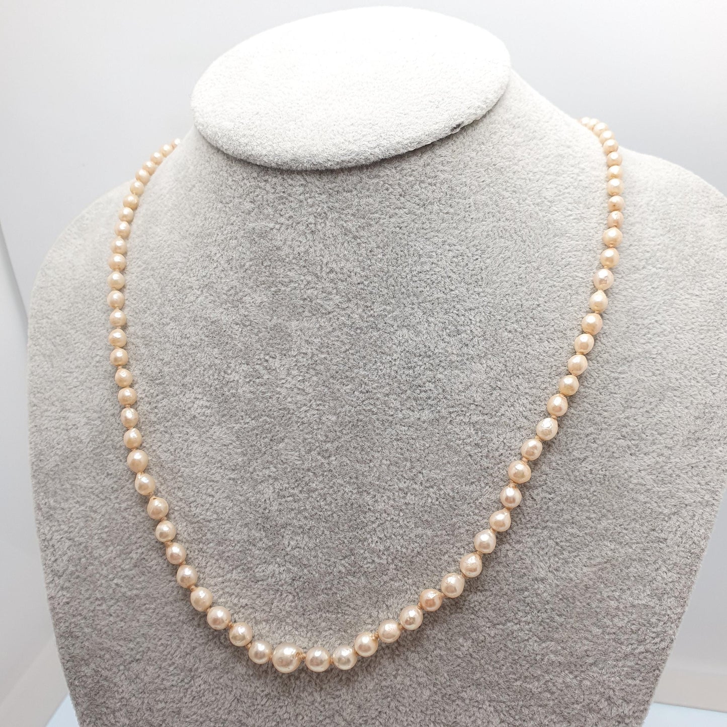 Antique Cultured Pearl Necklace Solid Silver Paste Clasp Art Deco 51cm 20" 14.06g Real Genuine Pearls Vintage 1920s Jewelry