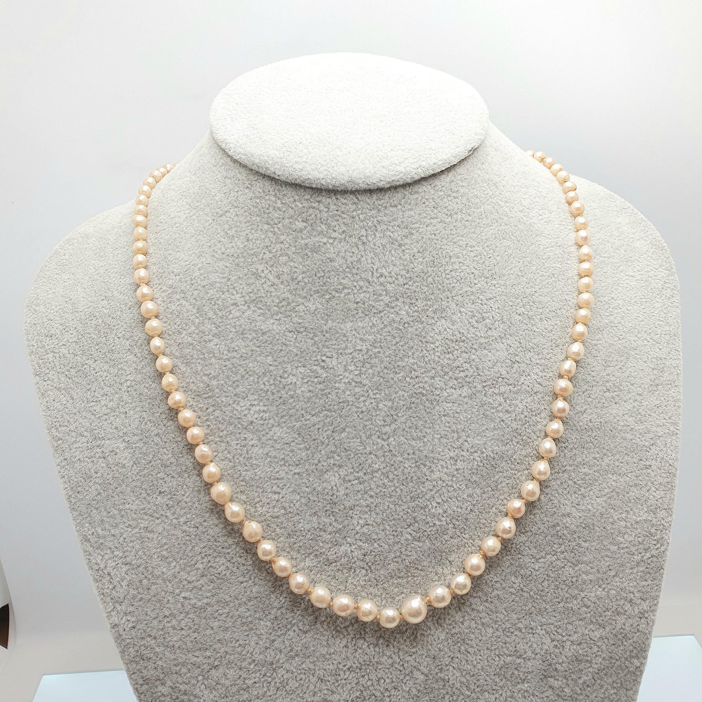 Antique Cultured Pearl Necklace Solid Silver Paste Clasp Art Deco 51cm 20" 14.06g Real Genuine Pearls Vintage 1920s Jewelry