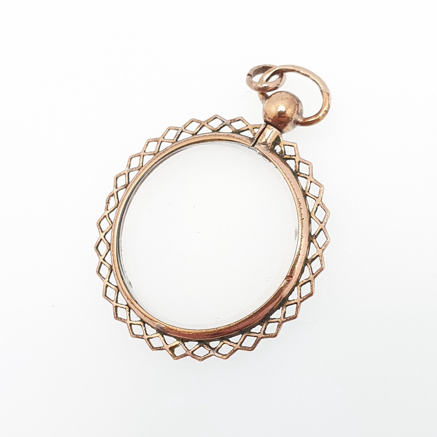 Antique Rose Rolled Gold Locket Picture Pendant Gold Filled Double Sided Round Circle Necklace Photo Vintage