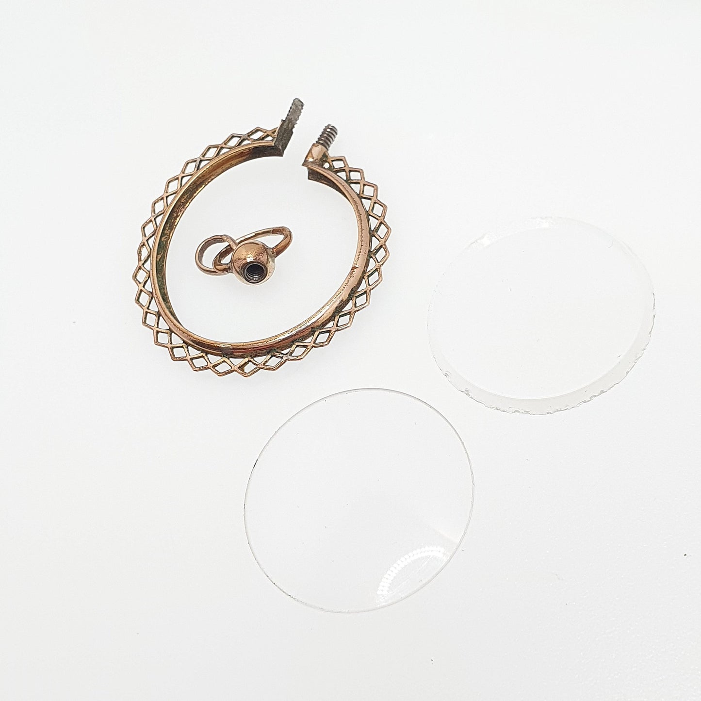 Antique Rose Rolled Gold Locket Picture Pendant Gold Filled Double Sided Round Circle Necklace Photo Vintage