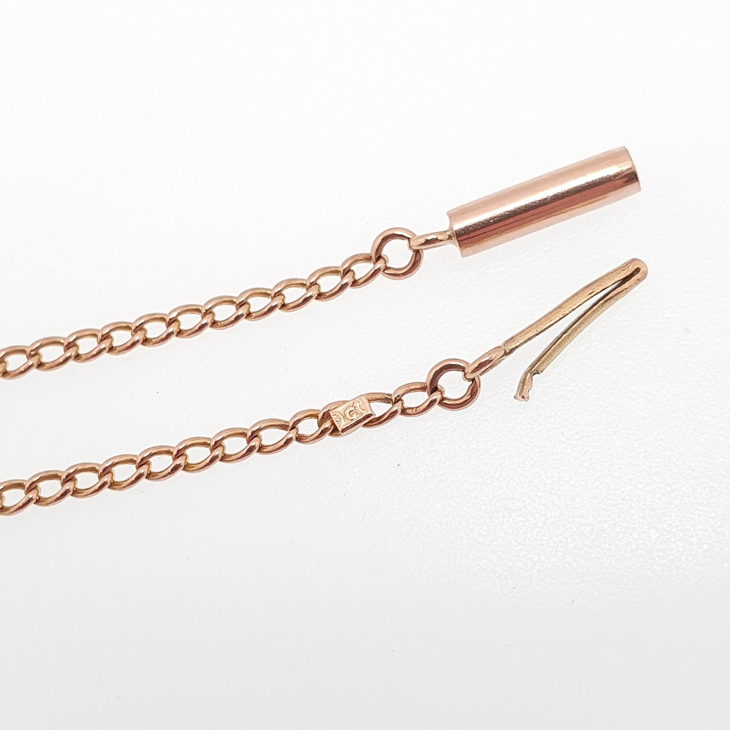 Antique 9ct 9k Rose Gold Chain Necklace Curb Link Victorian Solid 375 51cm 20" 4.47g Barrel Clasp Vintage Womens Jewelry