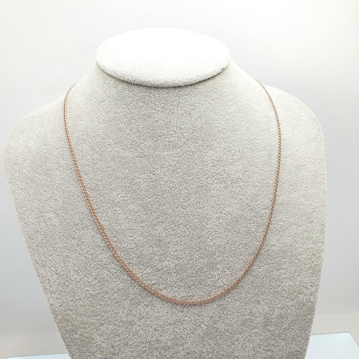 Antique 9ct 9k Rose Gold Chain Necklace Curb Link Victorian Solid 375 51cm 20" 4.47g Barrel Clasp Vintage Womens Jewelry
