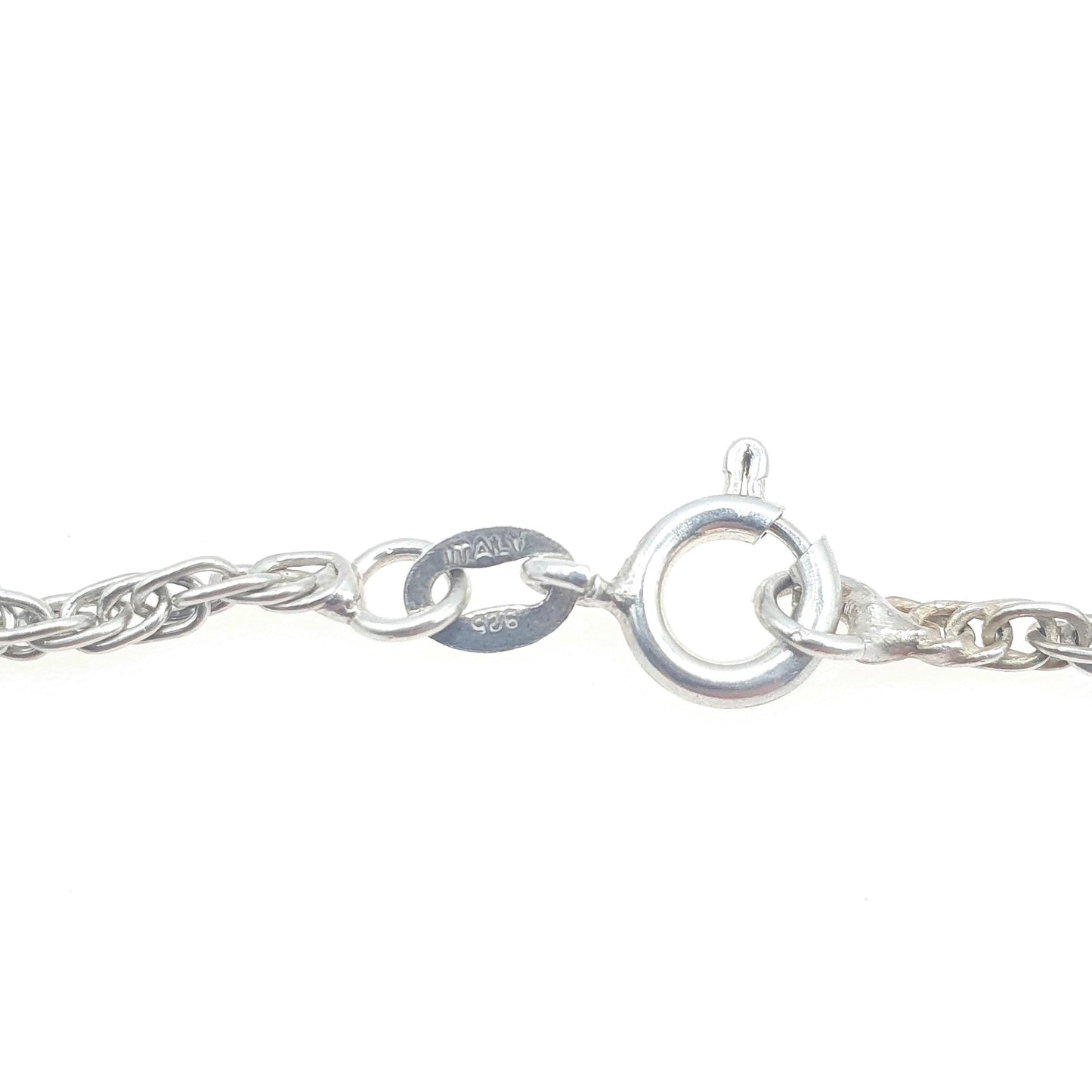 Vintage Sterling Silver Rope Link Chain Necklace Helix Twist Links 56cm 7.51g Long Unisex Mens Womens Jewelry Jewellery Retro