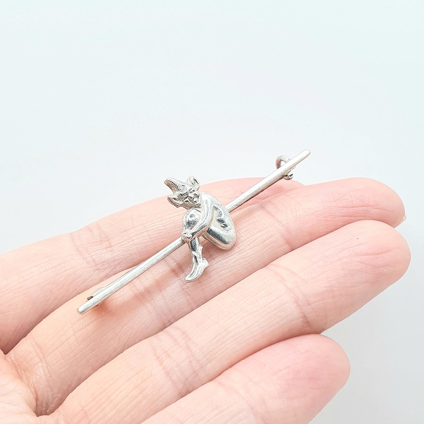 Antique Sterling Silver Cornish Imp Brooch Mythical Creature Cornwall Folklore Goblin Unique Fantasy Womens Men’s Jewellery Jewelry