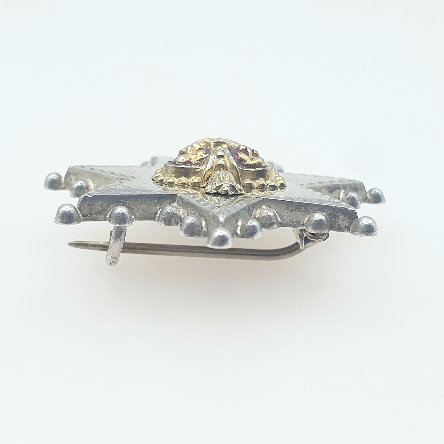 Antique Solid Silver Crown & Star Brooch Celestial Royal British Vintage 1800s Jewelry Jewellery Women’s Men’s Unisex