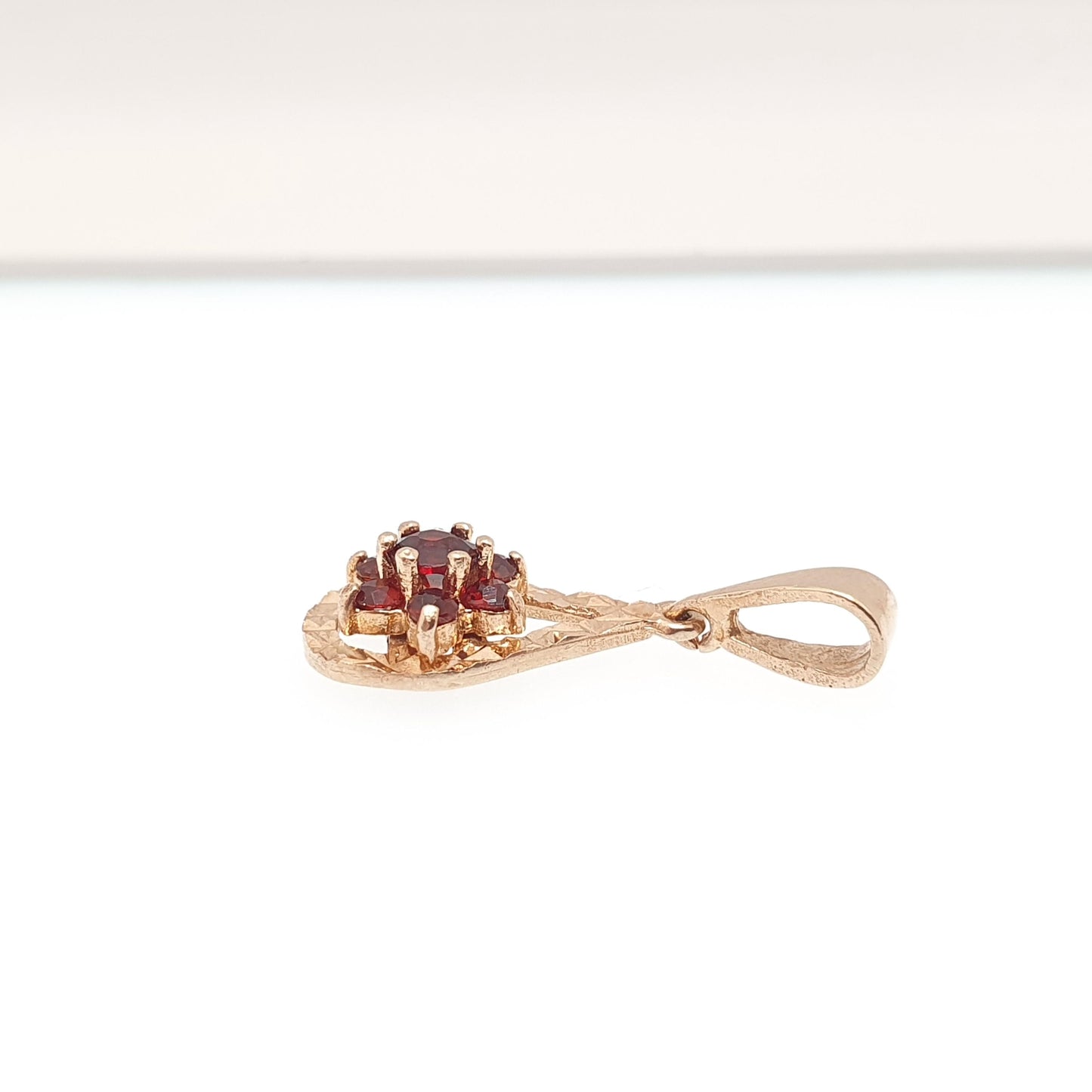 Vintage 9ct 9k Gold Garnet Pendant Necklace Bohemian Style Genuine Red Gemstone Teardrop Pear Cluster Solid 375 Womens Jewellery Jewelry