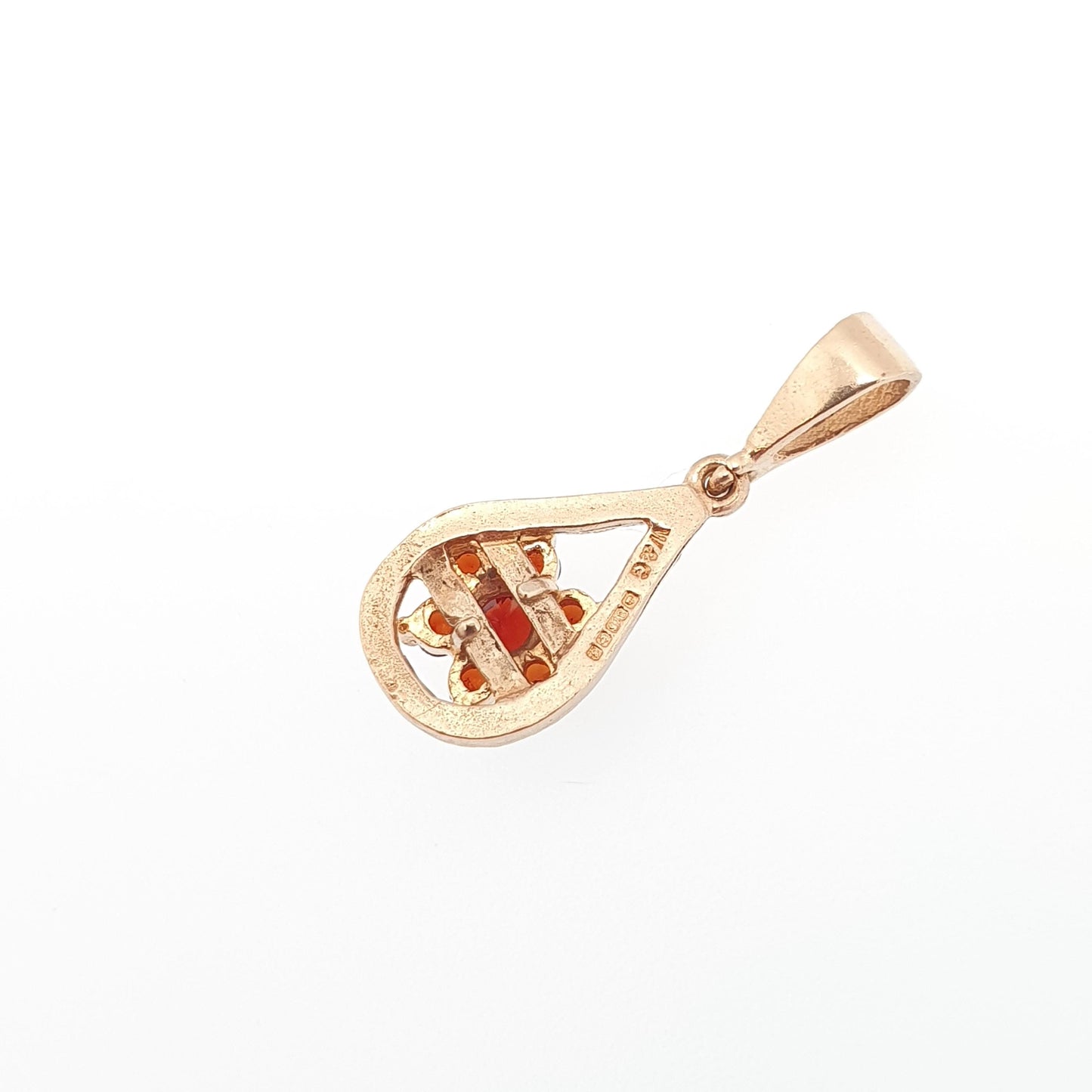 Vintage 9ct 9k Gold Garnet Pendant Necklace Bohemian Style Genuine Red Gemstone Teardrop Pear Cluster Solid 375 Womens Jewellery Jewelry
