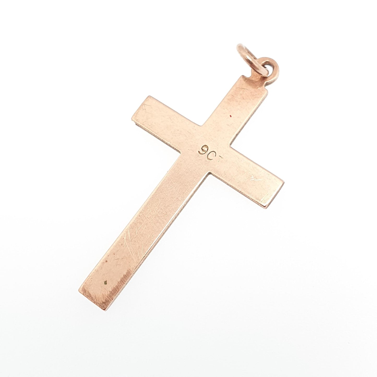 Antique 9ct 9k Rose Gold Crucifix Necklace Cross Pendant Etched Engraved Solid 375 Vintage Christian Jewellery Jewelry