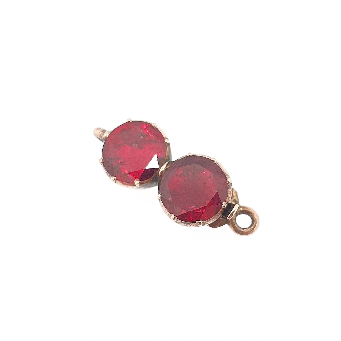 Antique Georgian Solid Gold Garnet Necklace Bracelet Clasp 9ct 9k Foiled Natural Gemstones Round Cut Single Jewelry Jewellery