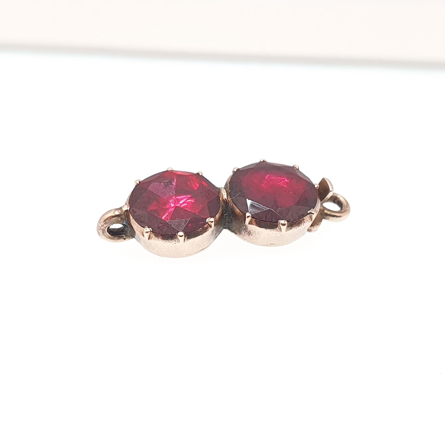 Antique Georgian Solid Gold Garnet Necklace Bracelet Clasp 9ct 9k Foiled Natural Gemstones Round Cut Single Jewelry Jewellery