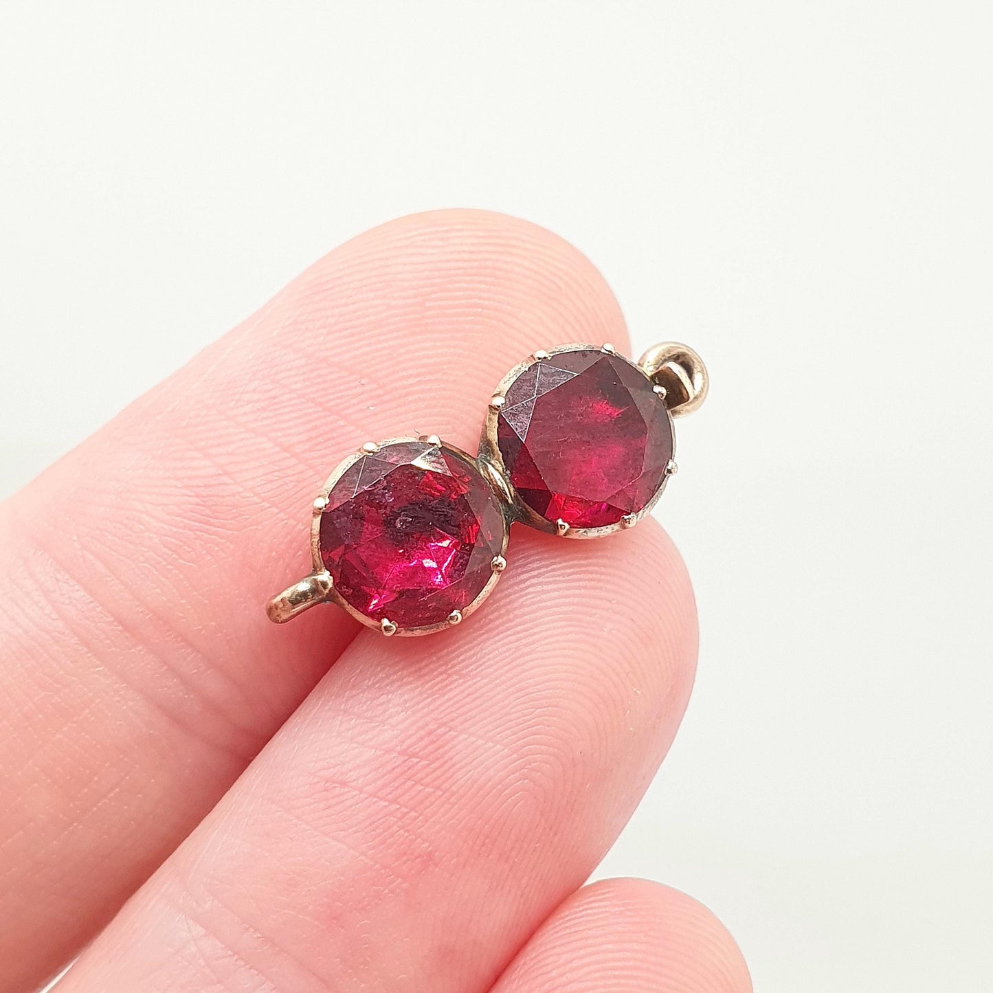 Antique Georgian Solid Gold Garnet Necklace Bracelet Clasp 9ct 9k Foiled Natural Gemstones Round Cut Single Jewelry Jewellery