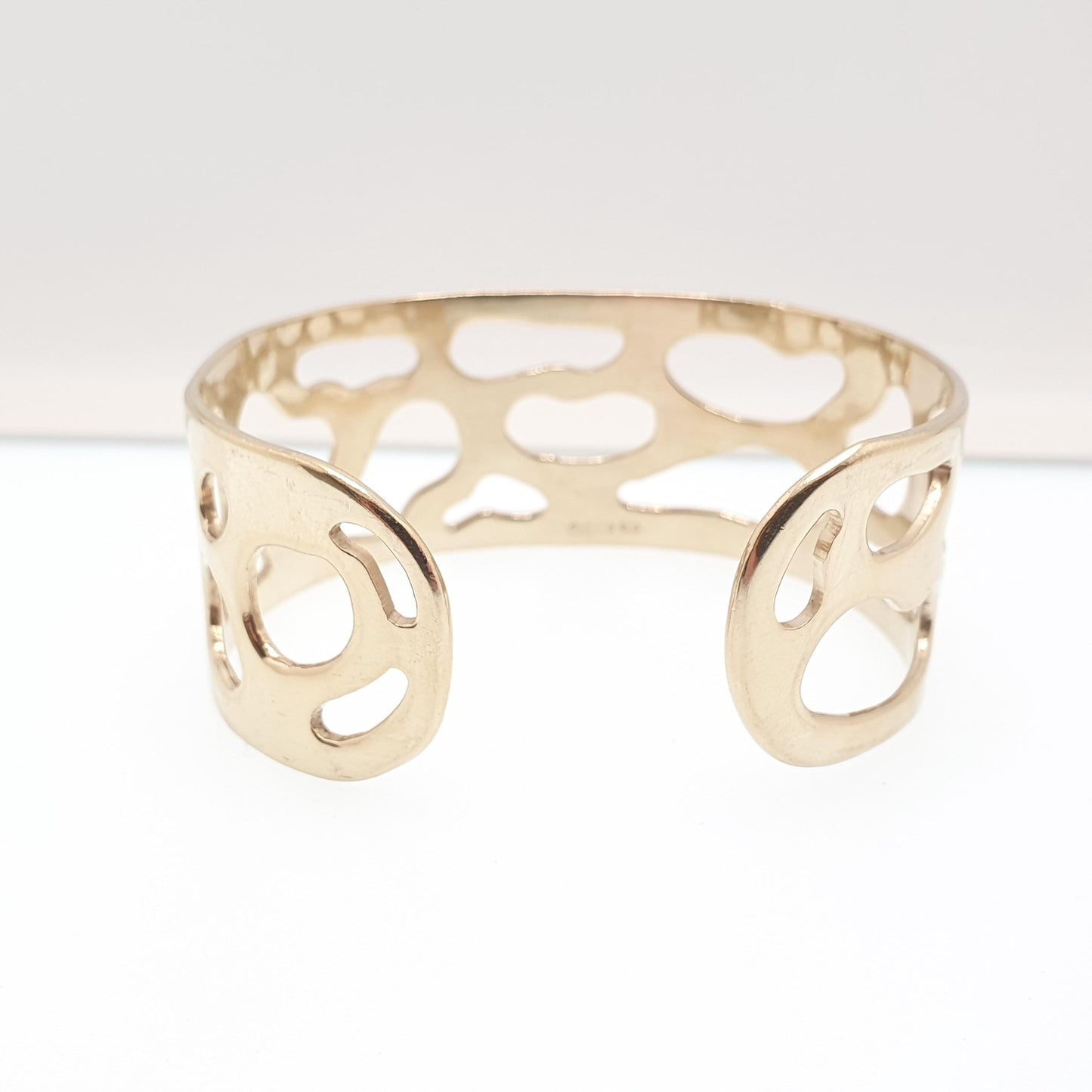 Vintage Gold on Sterling Silver Cuff Bangle Bracelet Leopard Spots Gold Gilt Solid 925 40.85g Chunky Womens Jewelry Jewellery