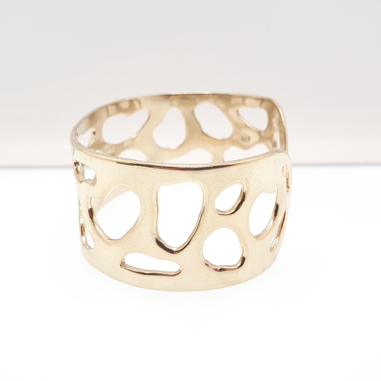 Vintage Gold on Sterling Silver Cuff Bangle Bracelet Leopard Spots Gold Gilt Solid 925 40.85g Chunky Womens Jewelry Jewellery