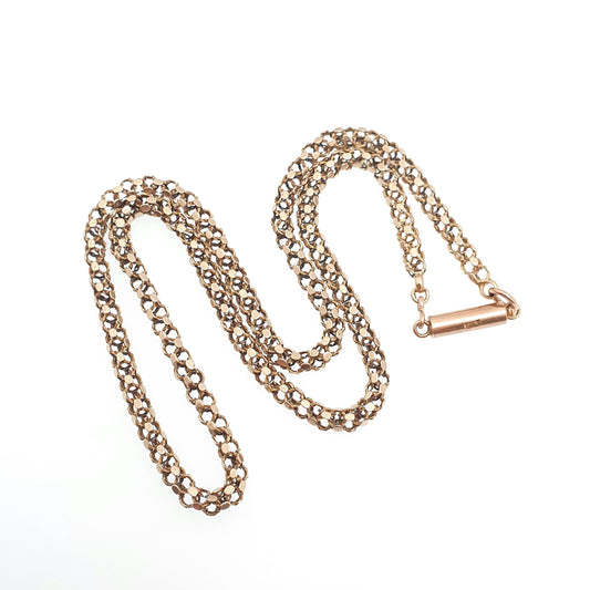 Antique Victorian 15ct Gold Mesh Link Chain Necklace Woven Hexagon Fancy 42cm 8.28g Choker Vintage Jewelry Jewellery