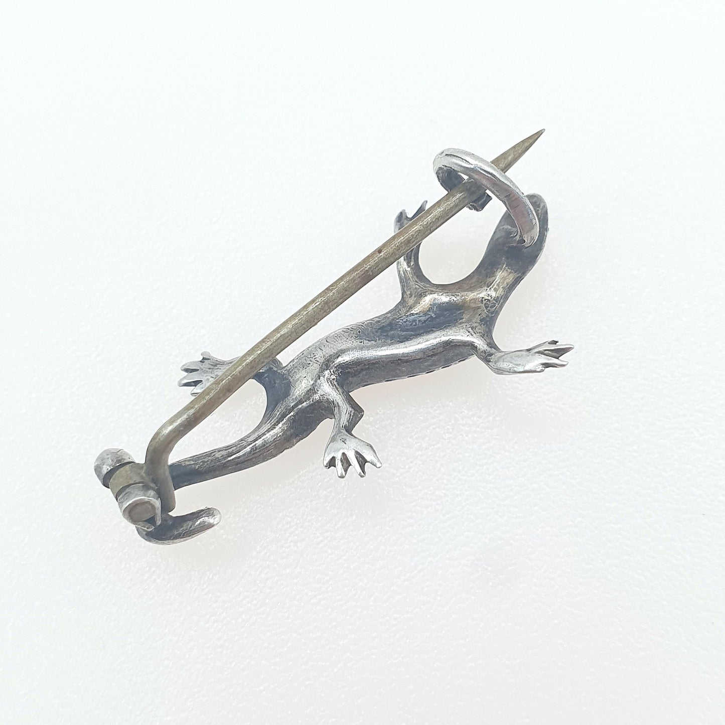 Antique Victorian Solid Silver Diamond Paste Lizard Brooch Reptile Animal Small Vintage Womens Retro Jewelry Jewellery Mens Unisex