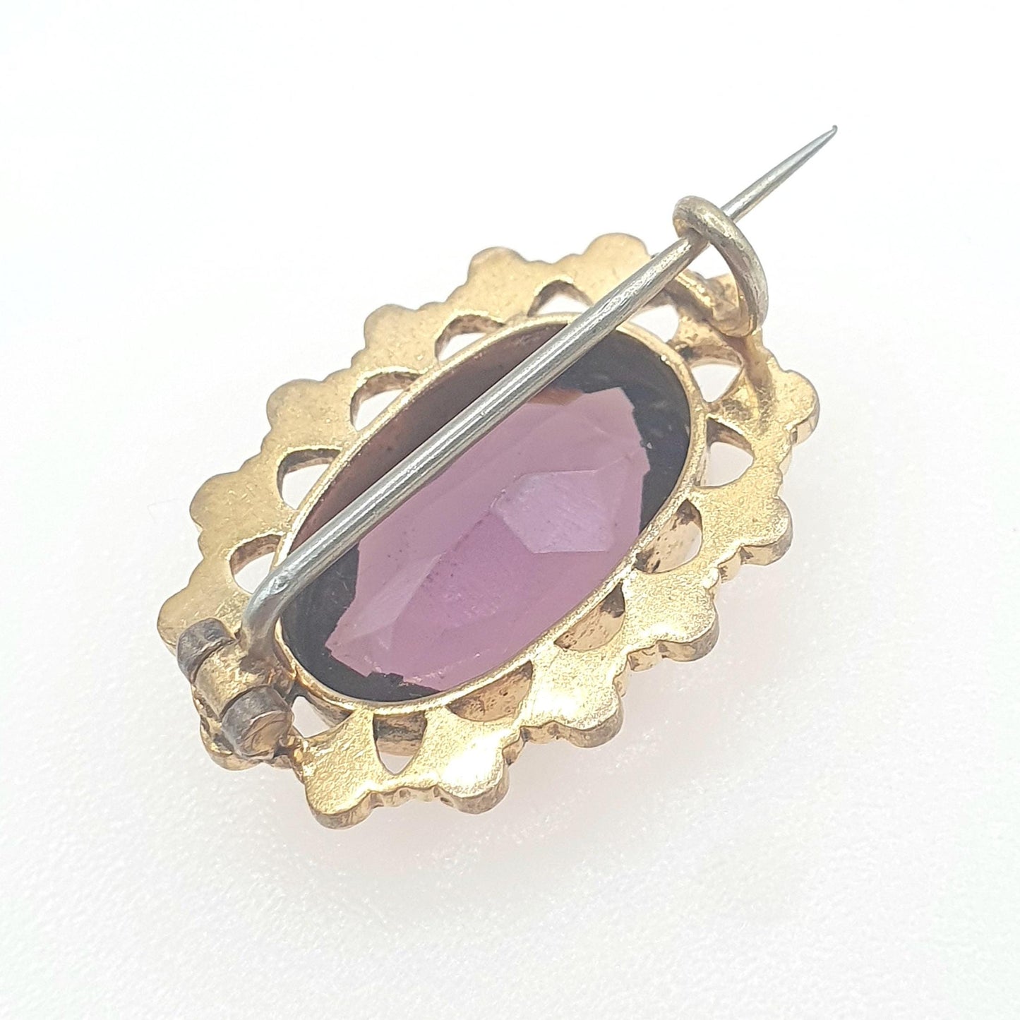 Antique Victorian Rolled Gold Amethyst Paste & Seed Pearl Brooch Oval Cut Gold Filled Purple Womens Ladies Vintage Jewelry Jewellery