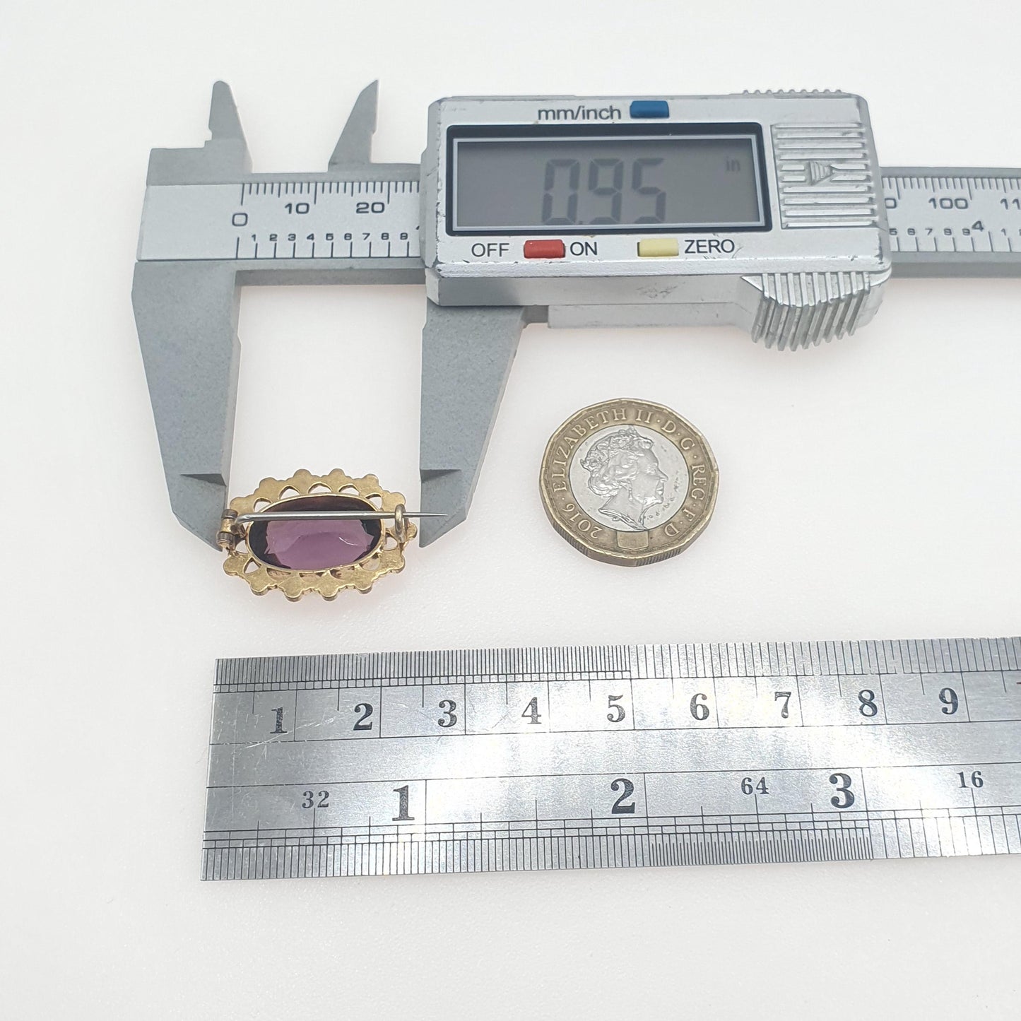 Antique Victorian Rolled Gold Amethyst Paste & Seed Pearl Brooch Oval Cut Gold Filled Purple Womens Ladies Vintage Jewelry Jewellery