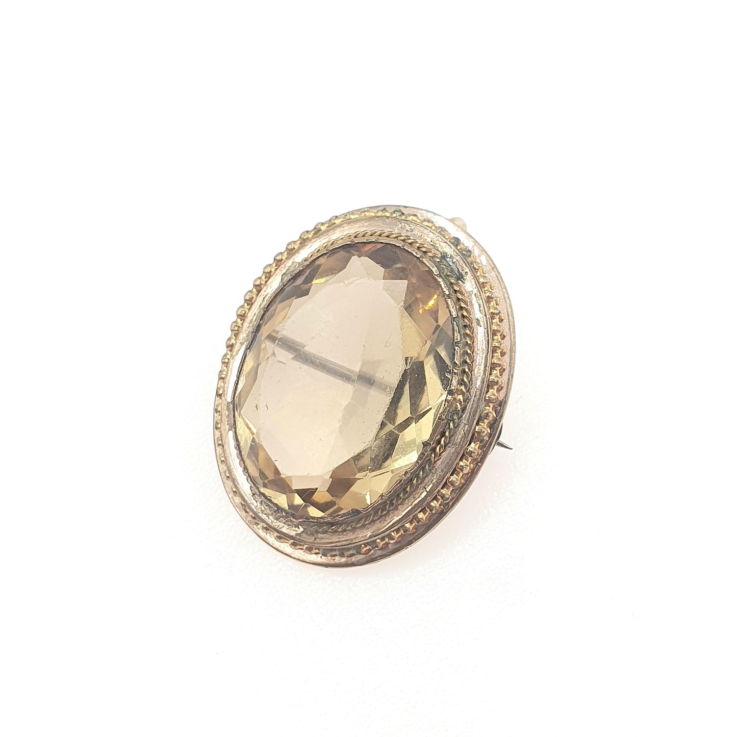 Antique Victorian Rolled Gold Citrine Paste Pendant Brooch Oval Cut Gold Filled Big Oval Orange Pin Vintage 1800s Jewelry Jewellery