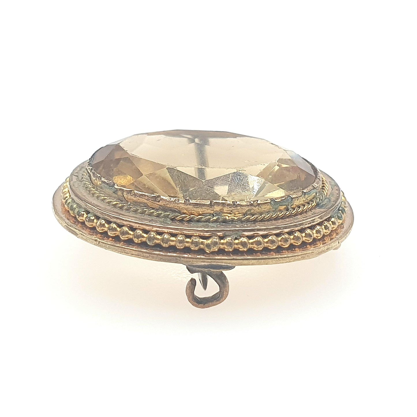 Antique Victorian Rolled Gold Citrine Paste Pendant Brooch Oval Cut Gold Filled Big Oval Orange Pin Vintage 1800s Jewelry Jewellery