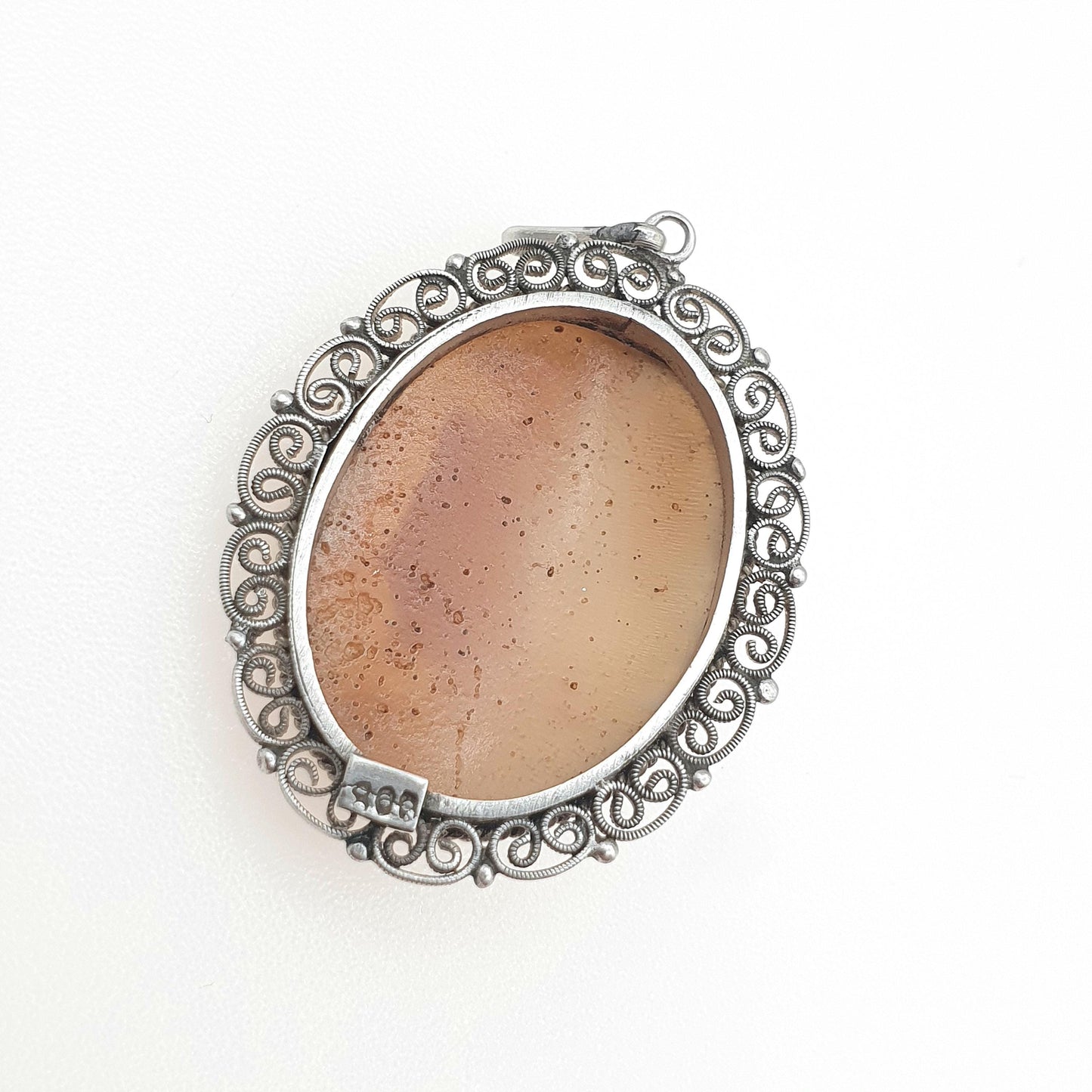 Antique Solid Silver Centurion Cameo Pendant Necklace Roman Soldier Filigree Border Handcarved Shell Vintage Women’s Jewellery Jewelry Men’s