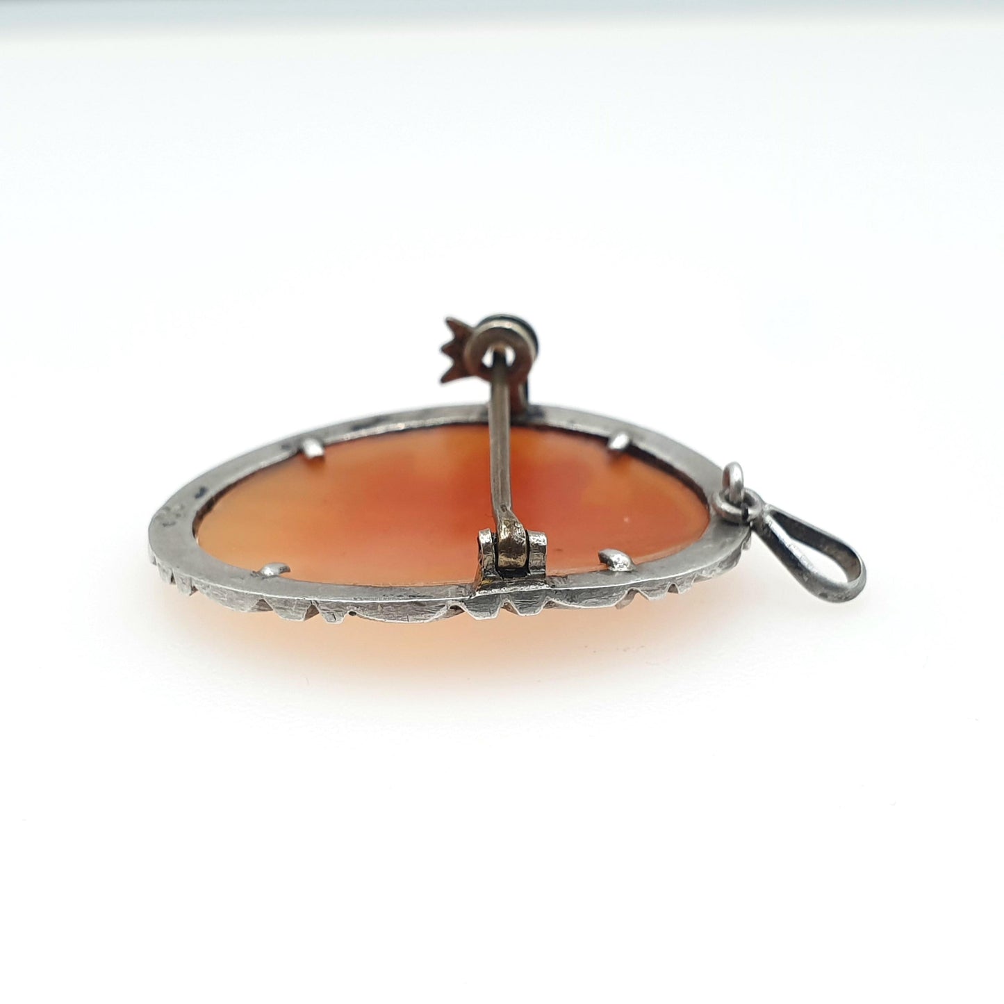 Antique Solid Silver Three Graces Cameo Brooch Pendant Necklace Art Deco Marcasite Hand Carved Shell Jewelry Jewellery Men’s Women