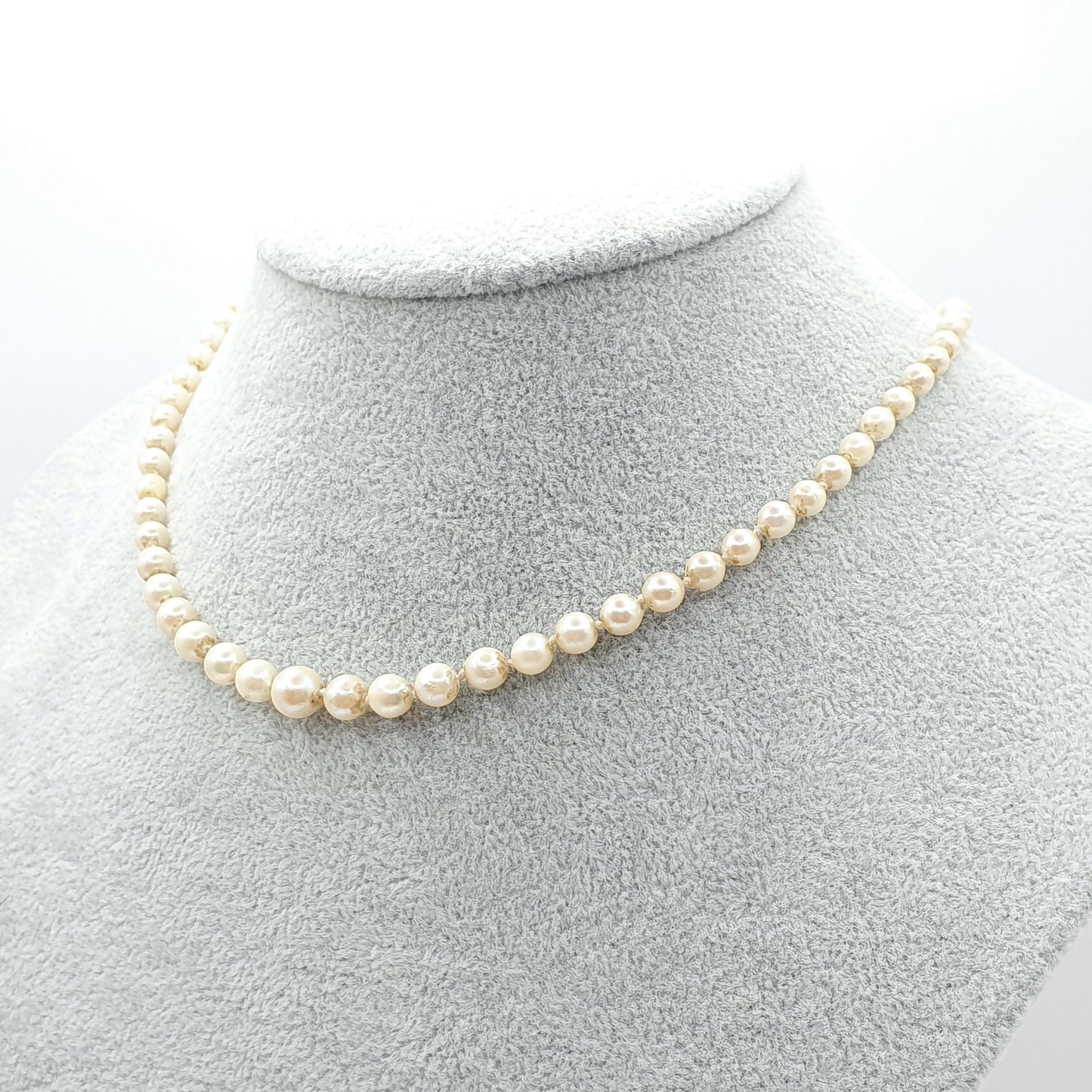 Vintage Sterling Silver Cultured Pearl Necklace Genuine Pearls Choker 10.55g 39cm 15.3” Womens Mens Jewellery Jewelry
