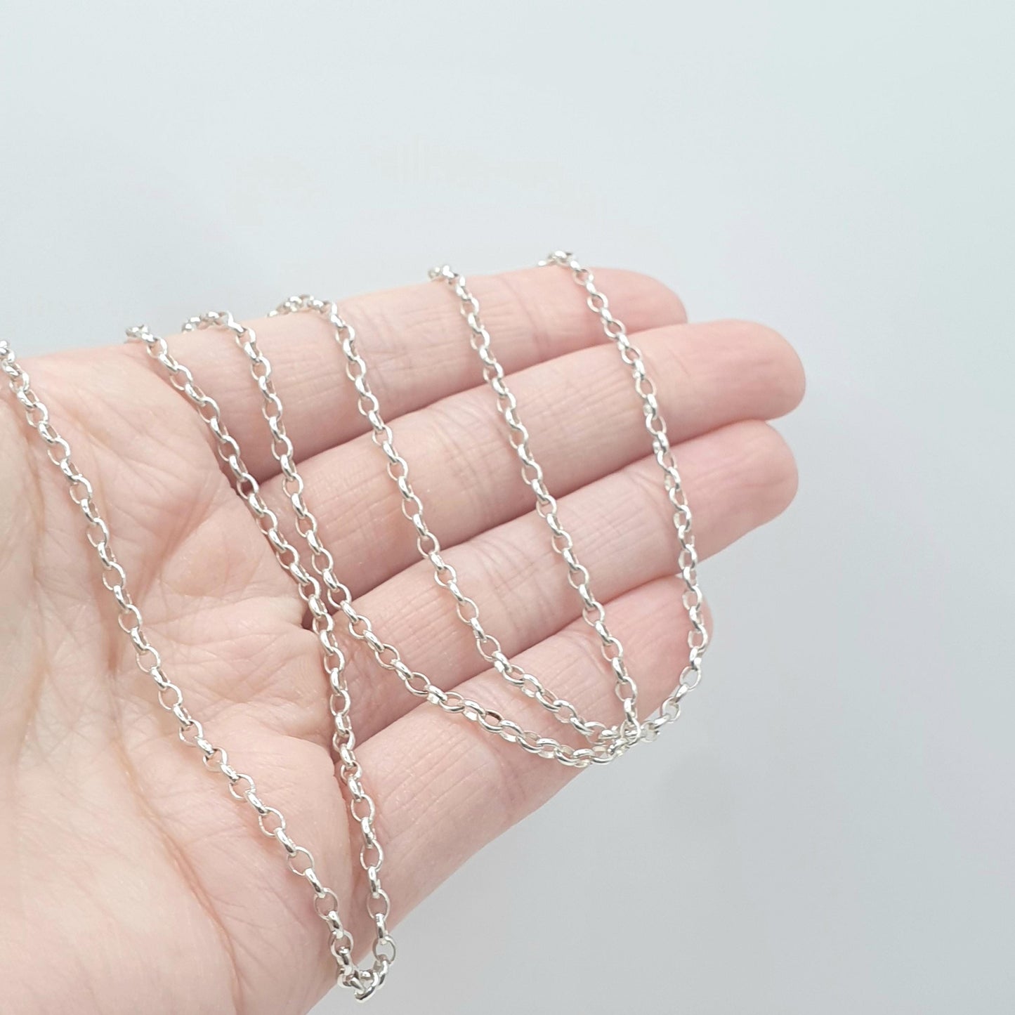 Vintage Sterling Silver Belcher Link Chain Necklace Oval Links Long 6.34g 62cm Womens Men’s Unisex Jewellery Jewelry