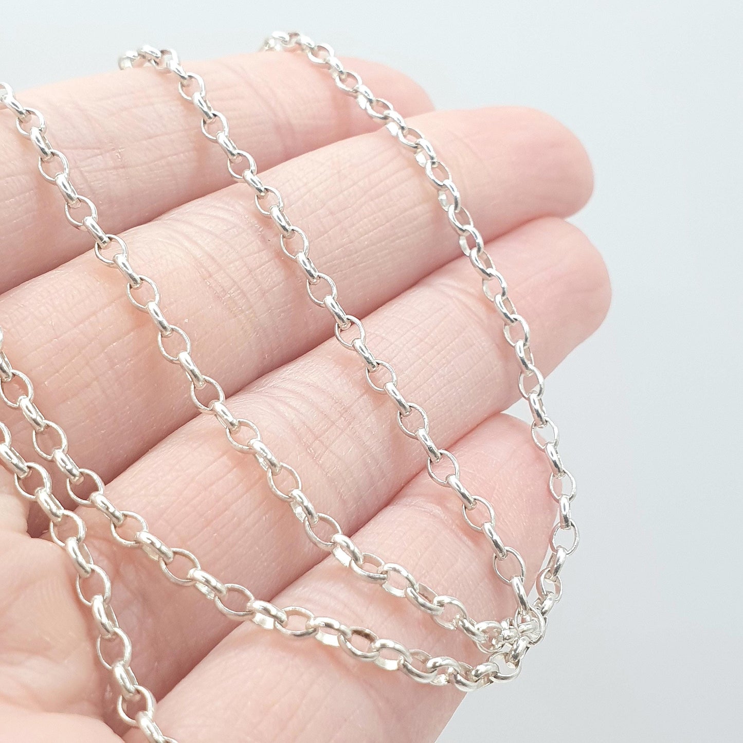 Vintage Sterling Silver Belcher Link Chain Necklace Oval Links Long 6.34g 62cm Womens Men’s Unisex Jewellery Jewelry