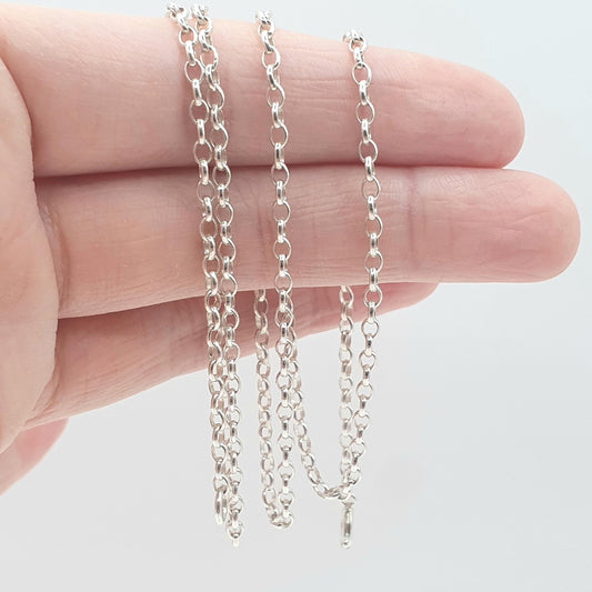 Vintage Sterling Silver Belcher Link Chain Necklace Oval Links Long 6.34g 62cm Womens Men’s Unisex Jewellery Jewelry