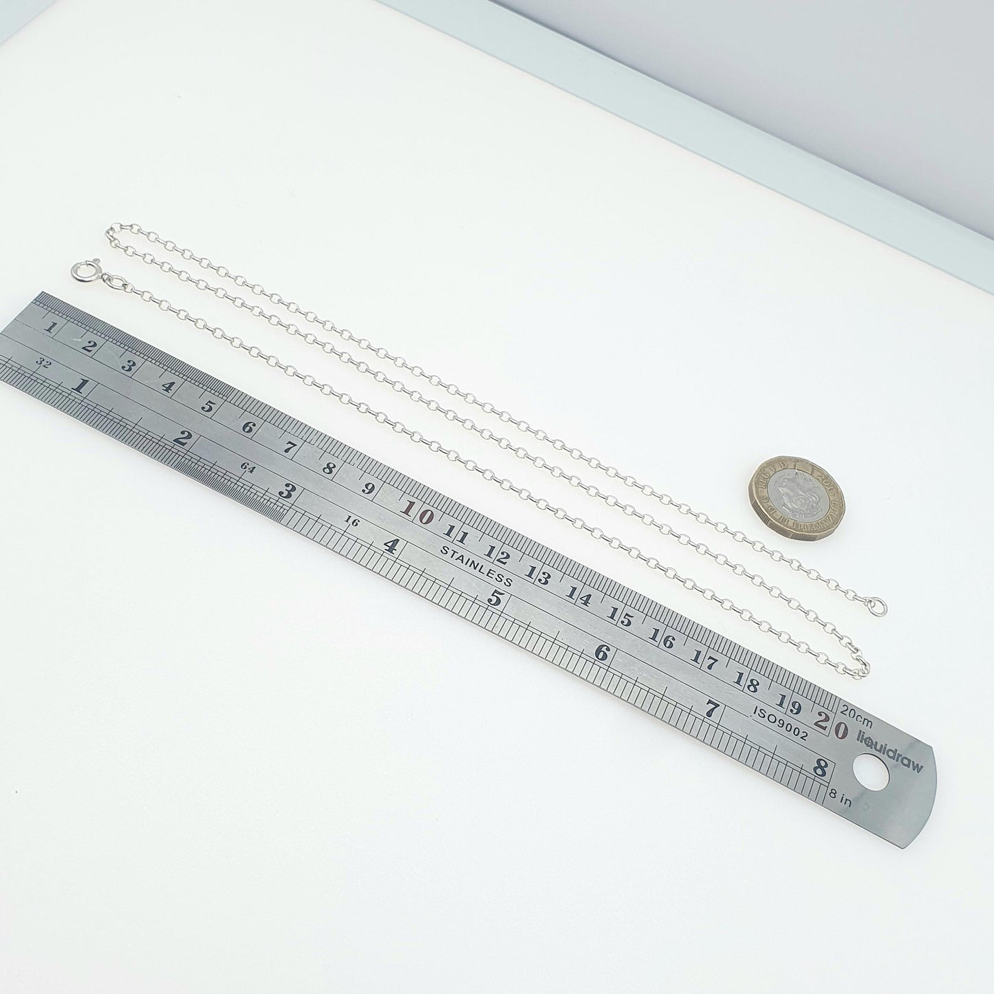 Vintage Sterling Silver Belcher Link Chain Necklace Oval Links Long 6.34g 62cm Womens Men’s Unisex Jewellery Jewelry