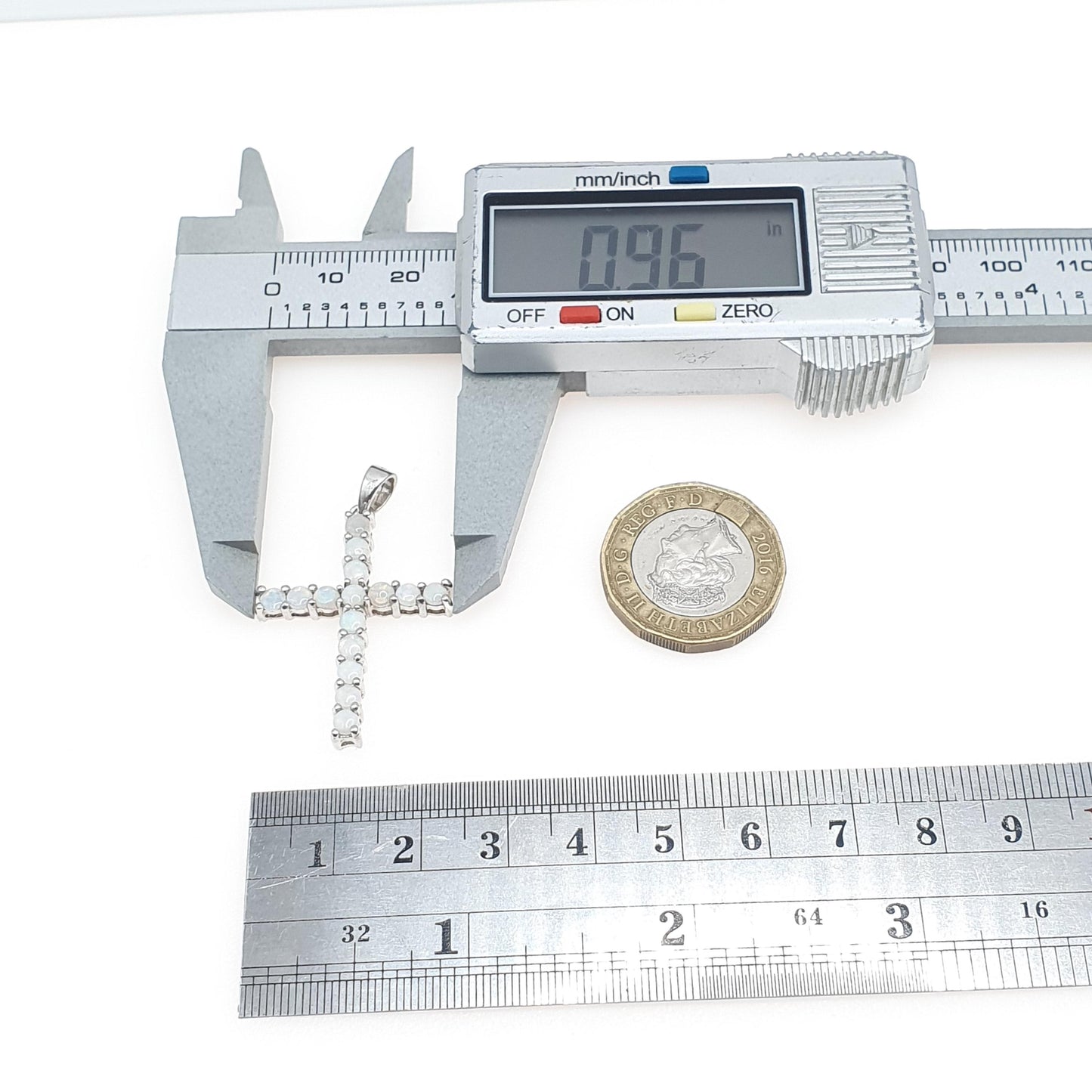 Vintage Sterling Silver Opal Cross Crucifix Pendant TGGC Real White Opals Necklace Catholic Christian Jewellery Jewelry Vintage Womens