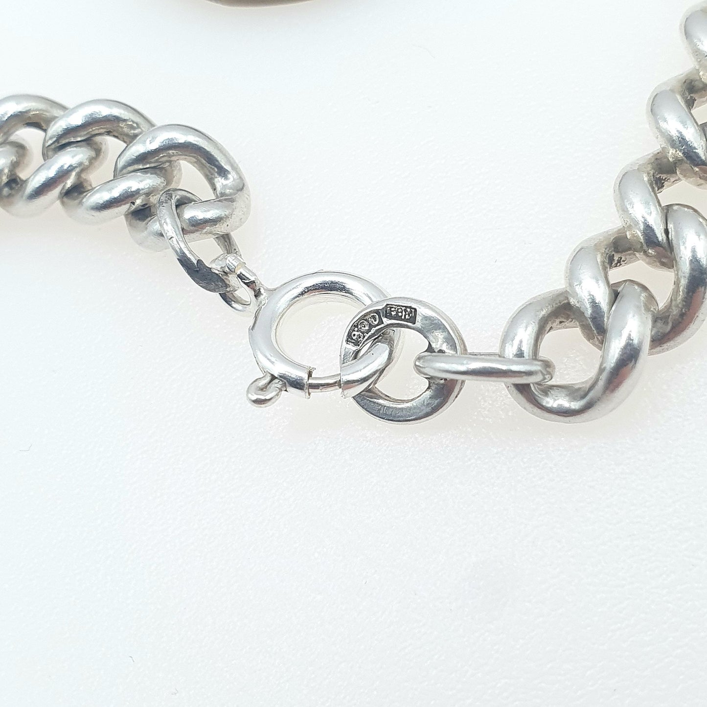 Old Vintage Solid Silver Curb Link Chain Bracelet Friedrich Binder FBM 23.92g 21cm Unisex Mens Womens Thick Big Chunky Jewellery