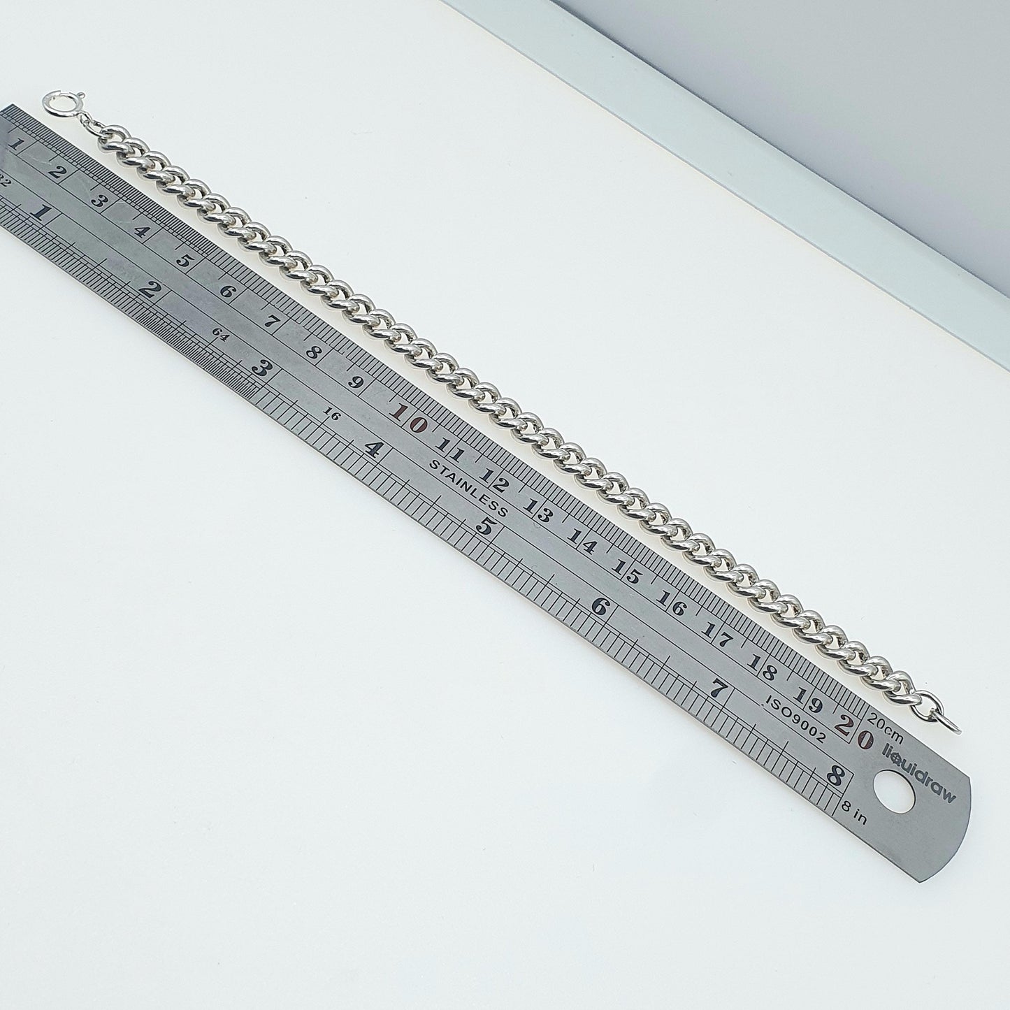 Old Vintage Solid Silver Curb Link Chain Bracelet Friedrich Binder FBM 23.92g 21cm Unisex Mens Womens Thick Big Chunky Jewellery