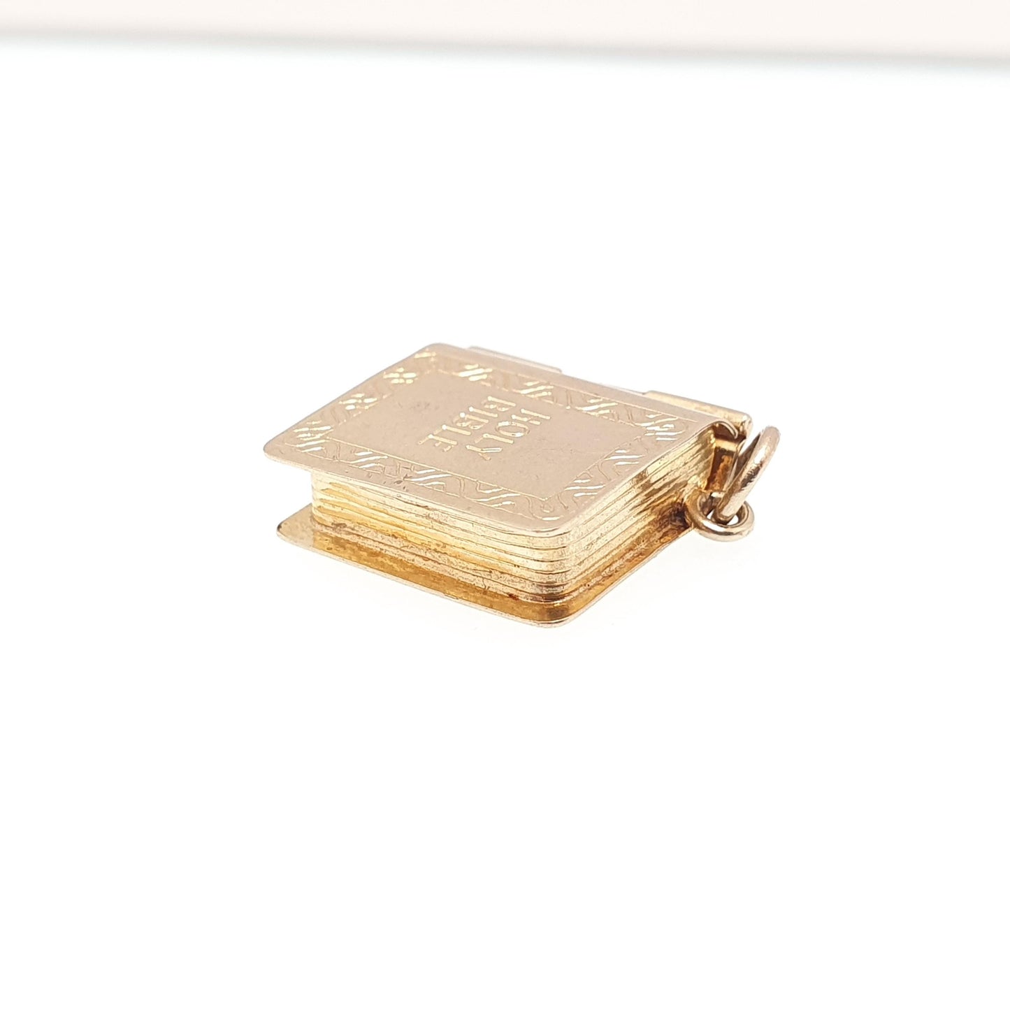 Vintage 9ct 9k Gold Bible Charm Bracelet Opening with Old and New Testament Necklace Pendant Solid 375 Christian Catholic Jewellery Jewelry