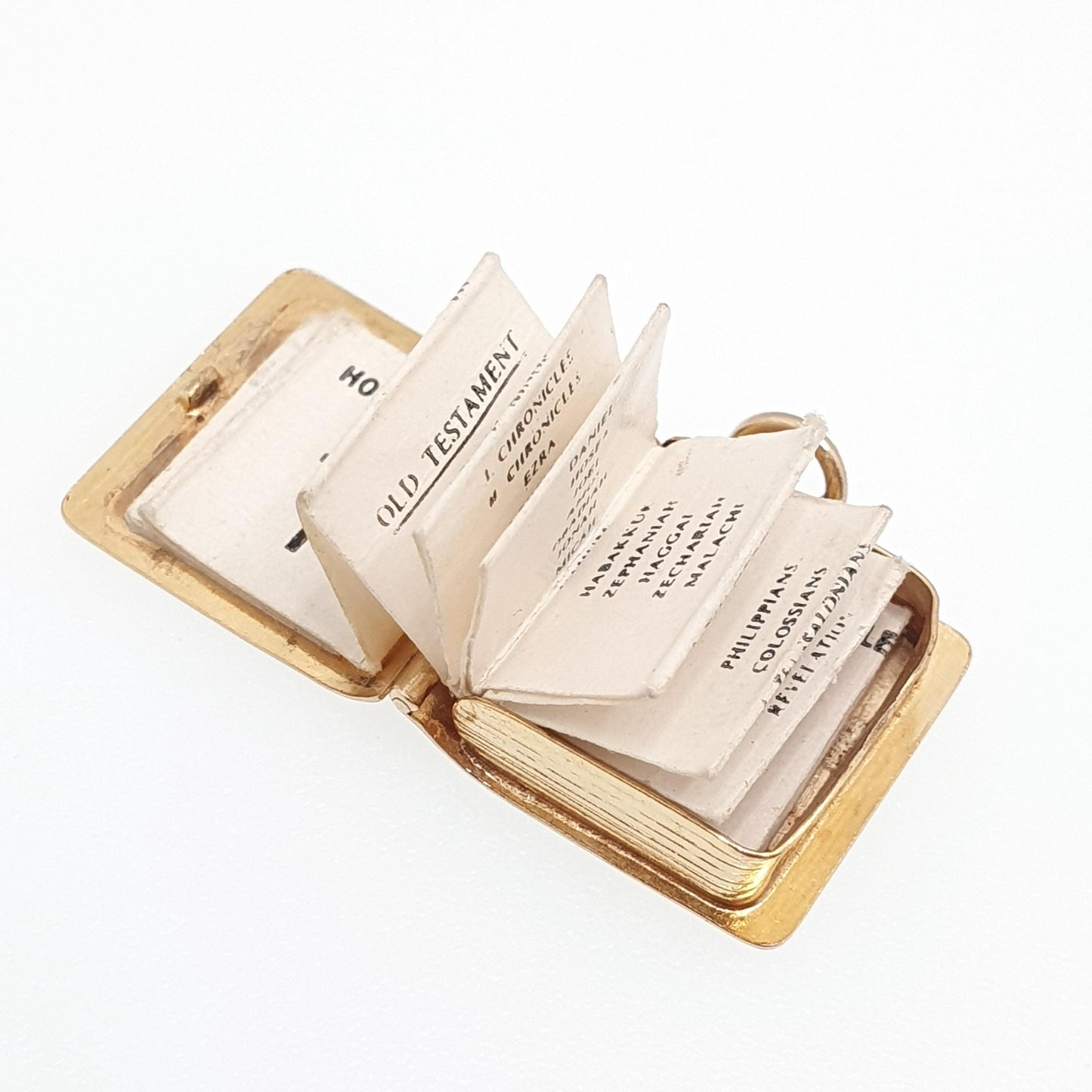 Vintage 9ct 9k Gold Bible Charm Bracelet Opening with Old and New Testament Necklace Pendant Solid 375 Christian Catholic Jewellery Jewelry