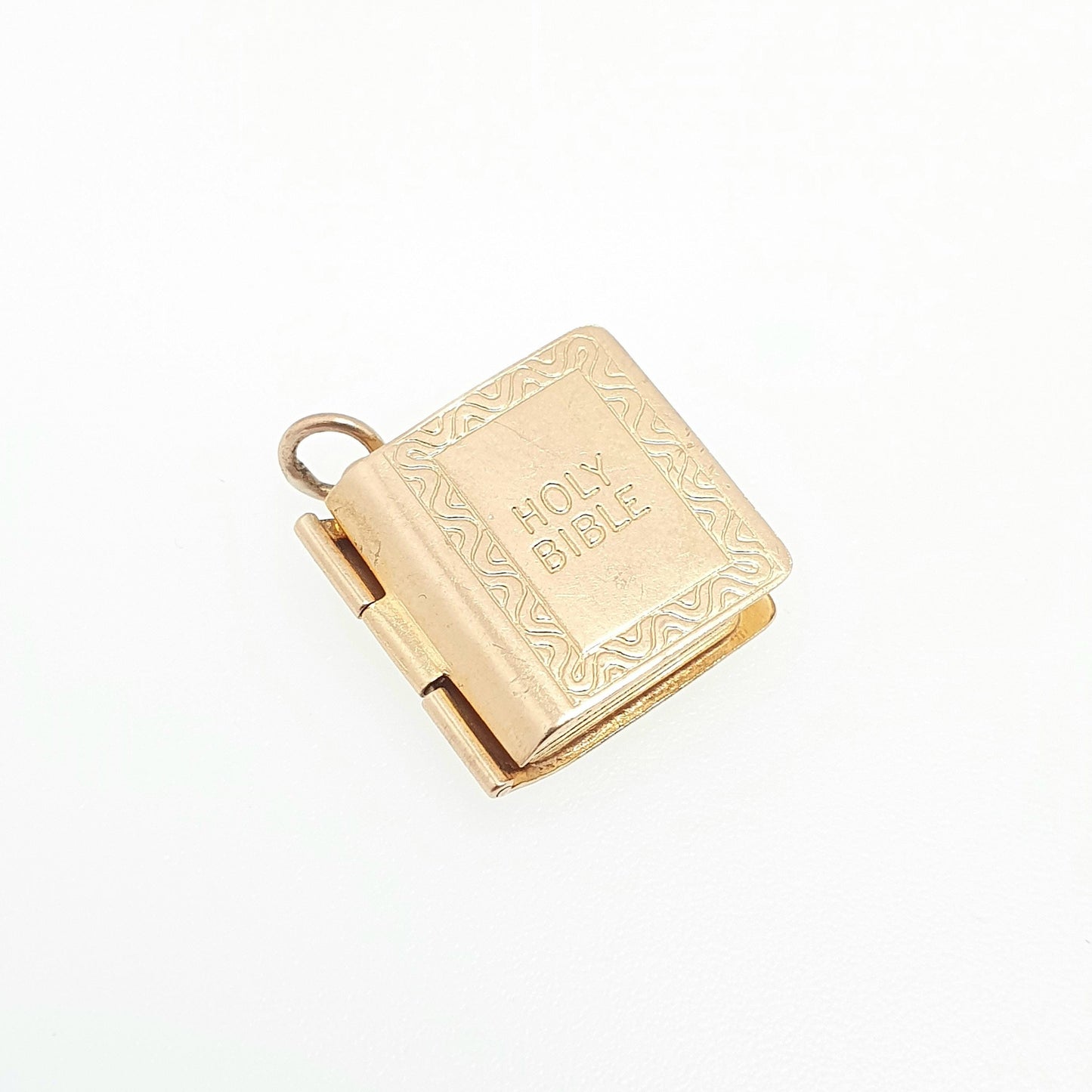 Vintage 9ct 9k Gold Bible Charm Bracelet Opening with Old and New Testament Necklace Pendant Solid 375 Christian Catholic Jewellery Jewelry