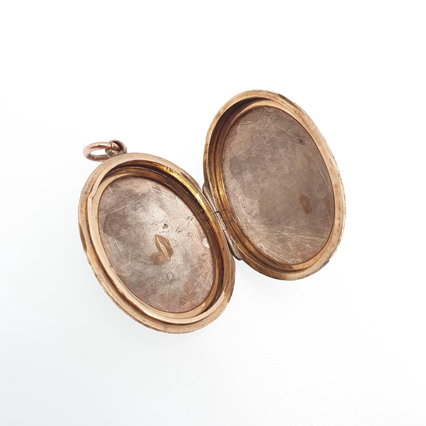 Antique 9ct Rose Gold Locket Oval Victorian Solid 9k 375 Back and Front Hand Engraved Pendant Necklace Jewelry Jewellery