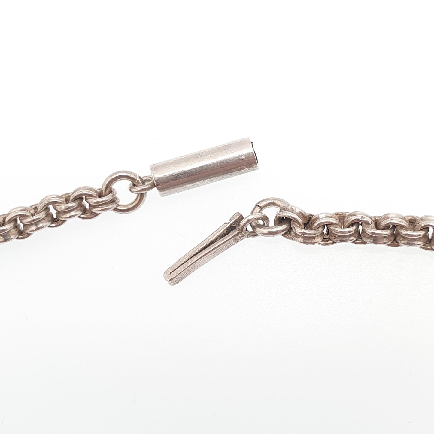 Antique Victorian Solid Silver Belcher Chain Necklace 41cm 16.1" 7.00g Crimped Rolo Links 1800s Vintage Mens Womens Jewelry