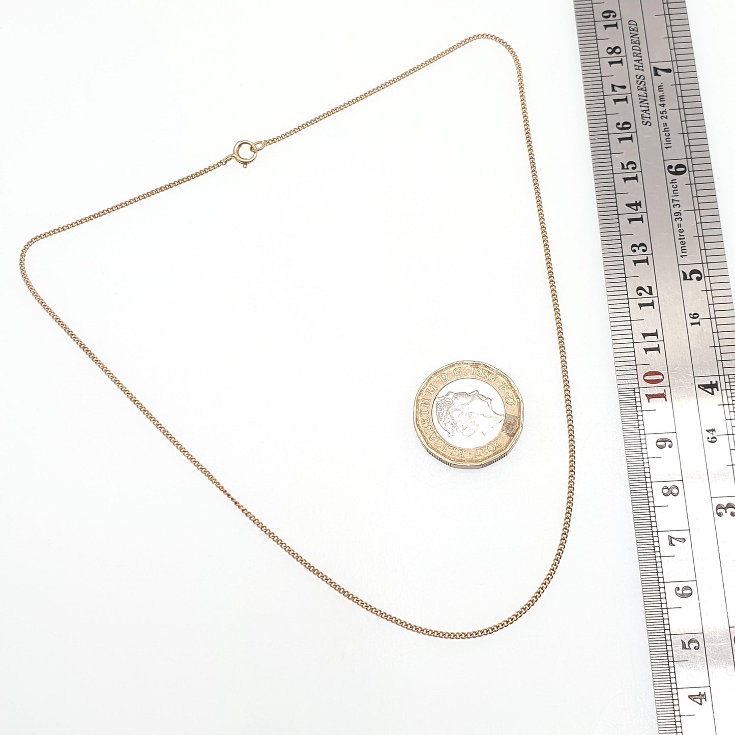Antique 9ct 9k Rose Gold Chain Necklace Curb Link Victorian 40cm 15.7" 2.23g Solid 9 Carat 9k Vintage Womens Jewelry Jewelry