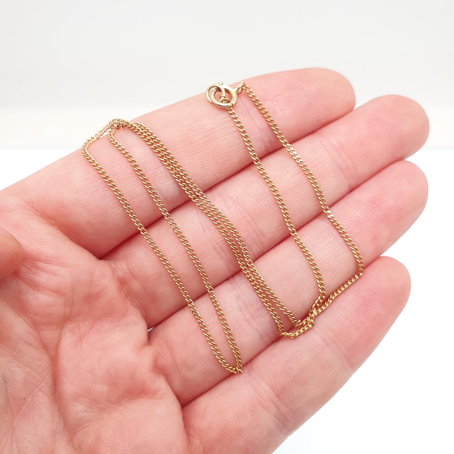 Antique 9ct 9k Rose Gold Chain Necklace Curb Link Victorian 40cm 15.7" 2.23g Solid 9 Carat 9k Vintage Womens Jewelry Jewelry