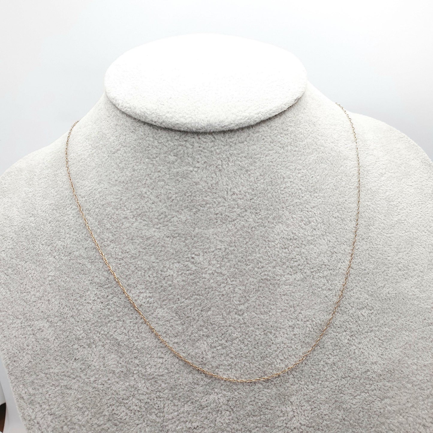 Vintage 9k 9ct Gold Chain Necklace Rope Link 47cm 18.5" 0.72g Twisting Helix Long Fine Solid 375 Jewelry Jewellery
