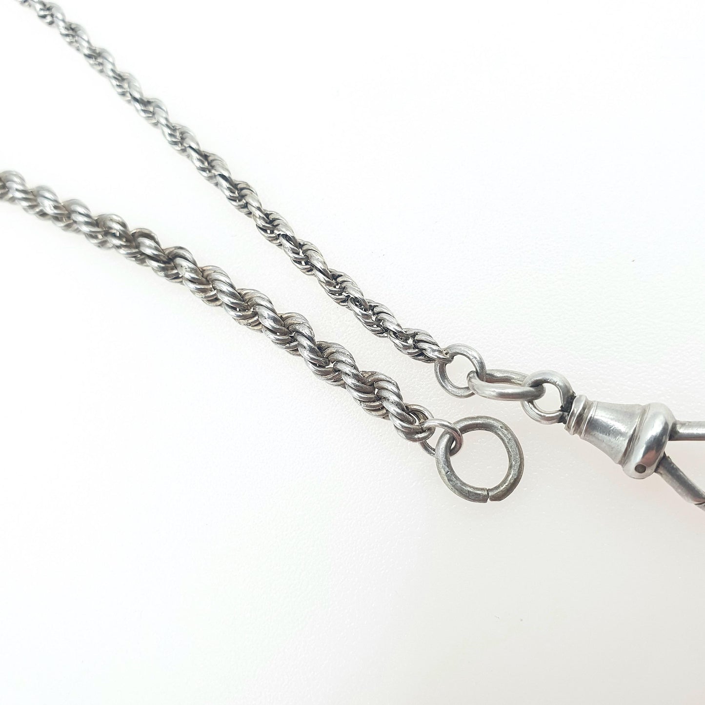 Antique Victorian Sterling Silver Albertina Chain Bracelet Dog Clip Rope Link Women’s Men’s Unisex Jewellery Jewelry 6.73g 22cm