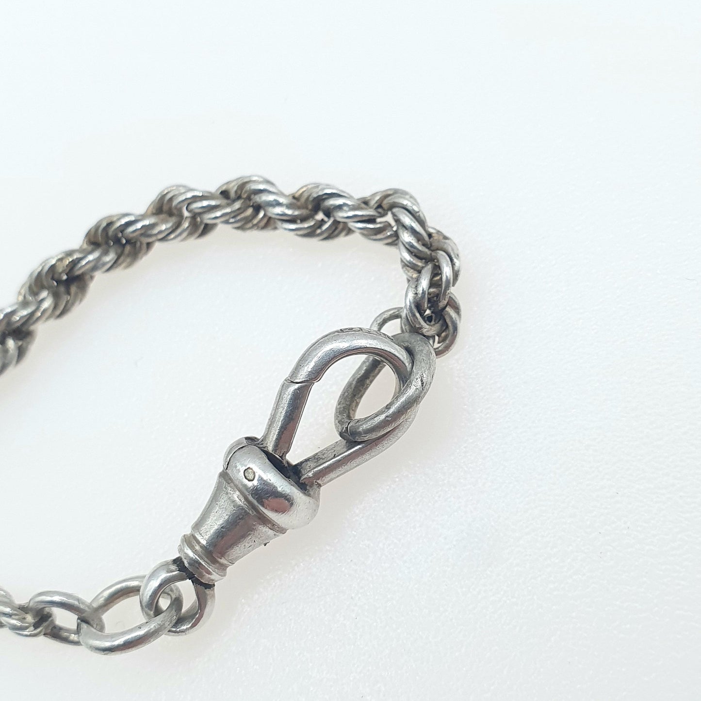 Antique Victorian Sterling Silver Albertina Chain Bracelet Dog Clip Rope Link Women’s Men’s Unisex Jewellery Jewelry 6.73g 22cm
