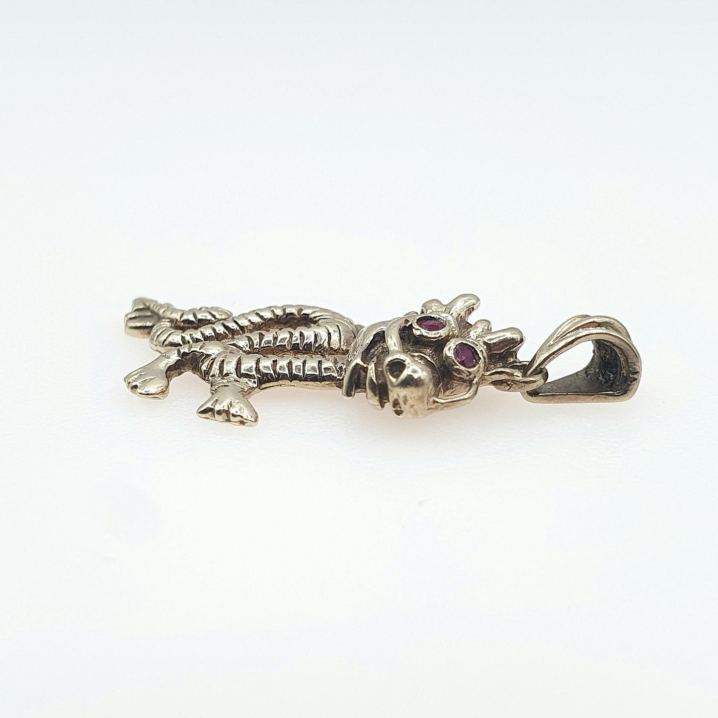 Vintage 9ct Gold Dragon Pendant Ruby Eyes Chinese Dragon Solid 9k 9kt Genuine Rubies Red Gemstone Jewelry Jewellery