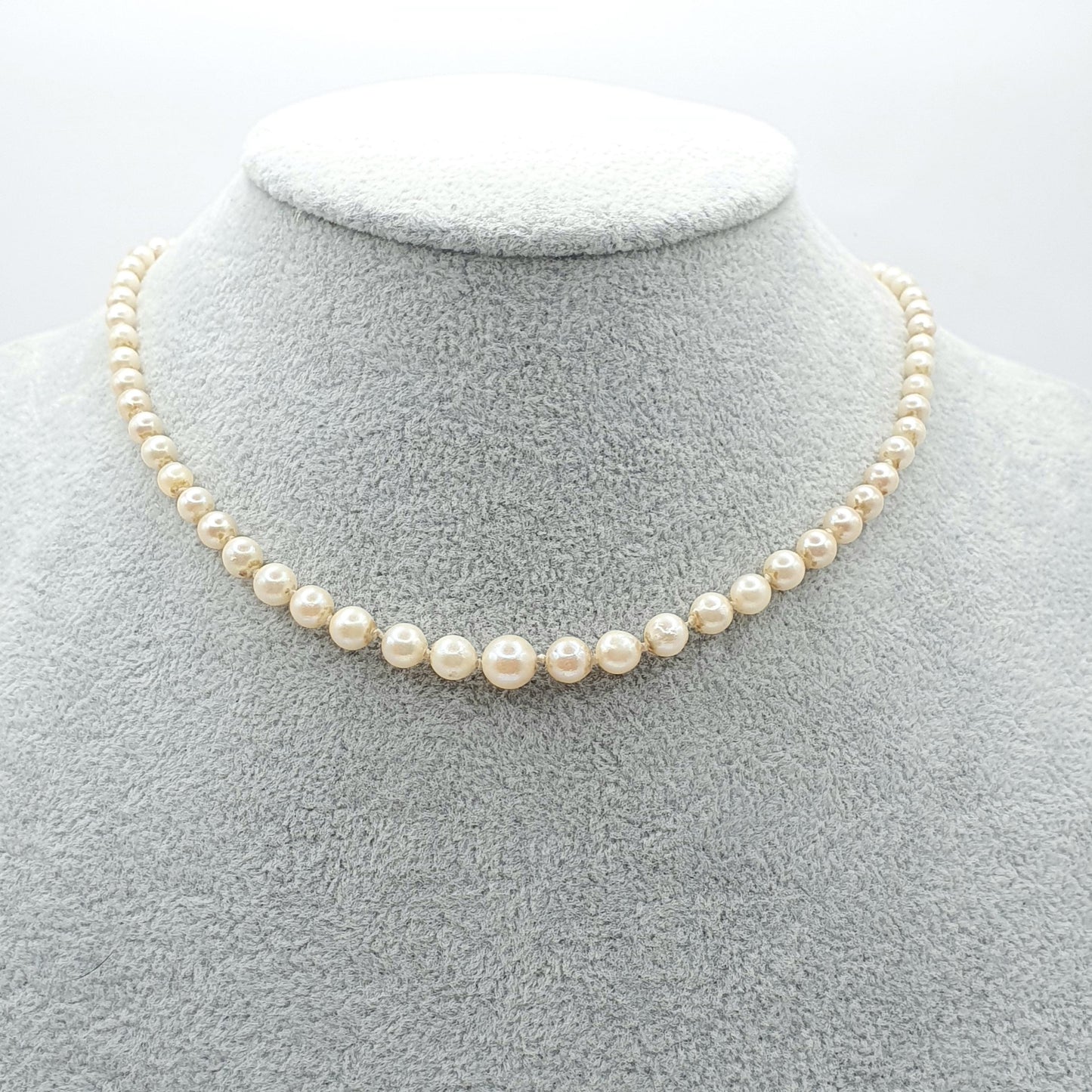 Vintage Sterling Silver Cultured Pearl Necklace Genuine Pearls Choker 10.55g 39cm 15.3” Womens Mens Jewellery Jewelry