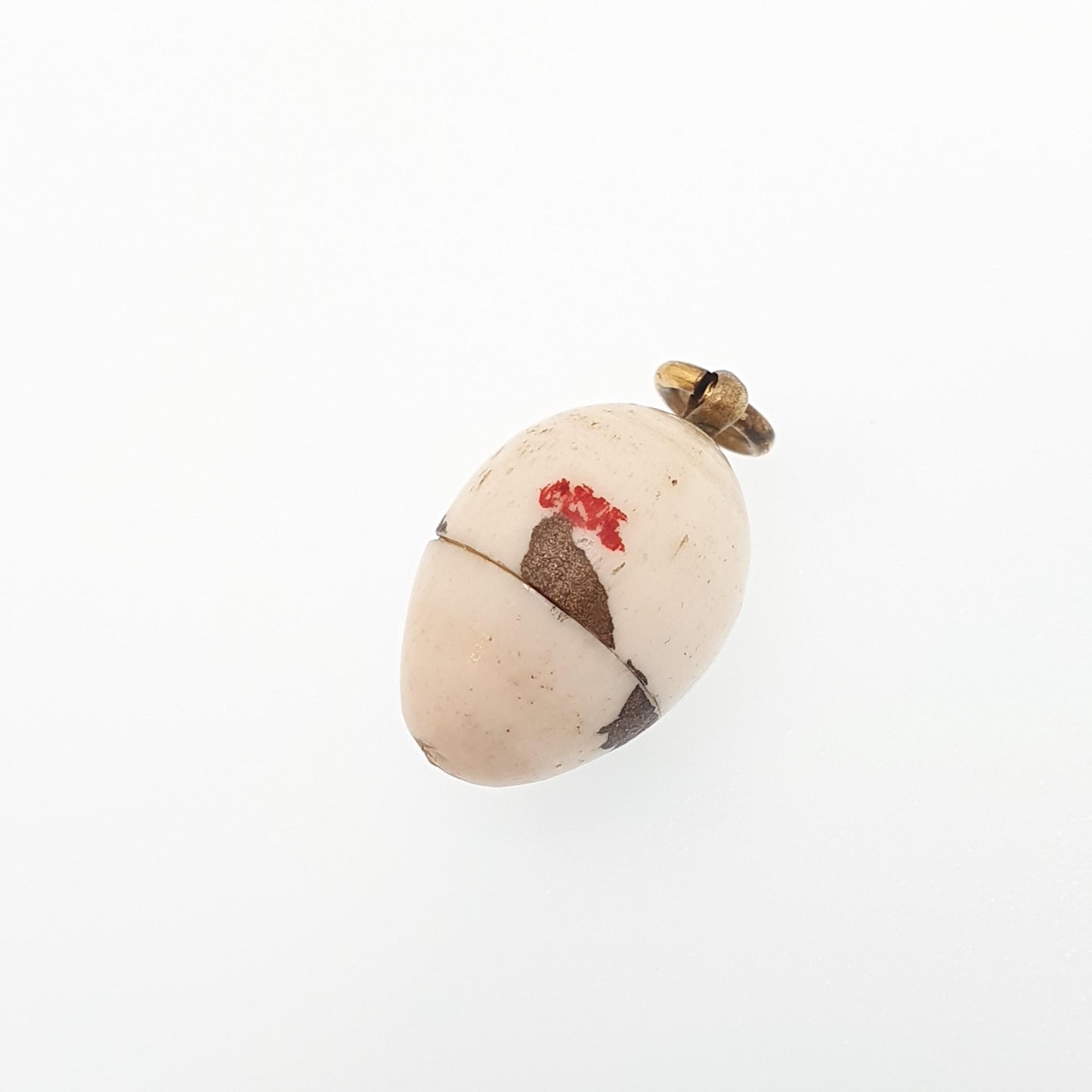Antique Japanese Bone Chicken Egg Charm Pendant Necklace Opening Japan Vintage Jewelry Jewellery