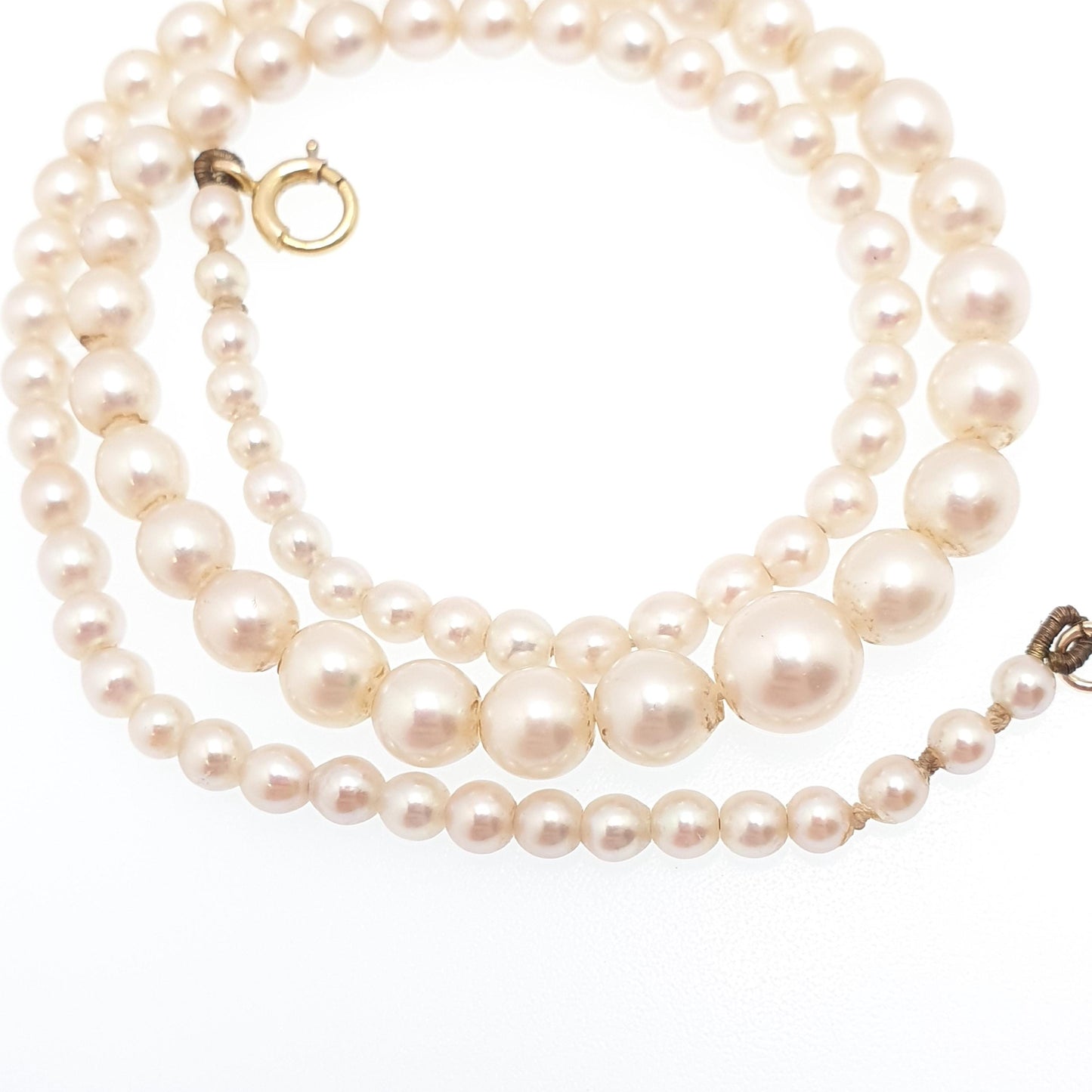 Antique 9ct 9k Cultured Pearl Necklace Gold Clasp 41cm 13.98g Vintage Solid 375 Genuine Real Pearls Jewelry Jewellery